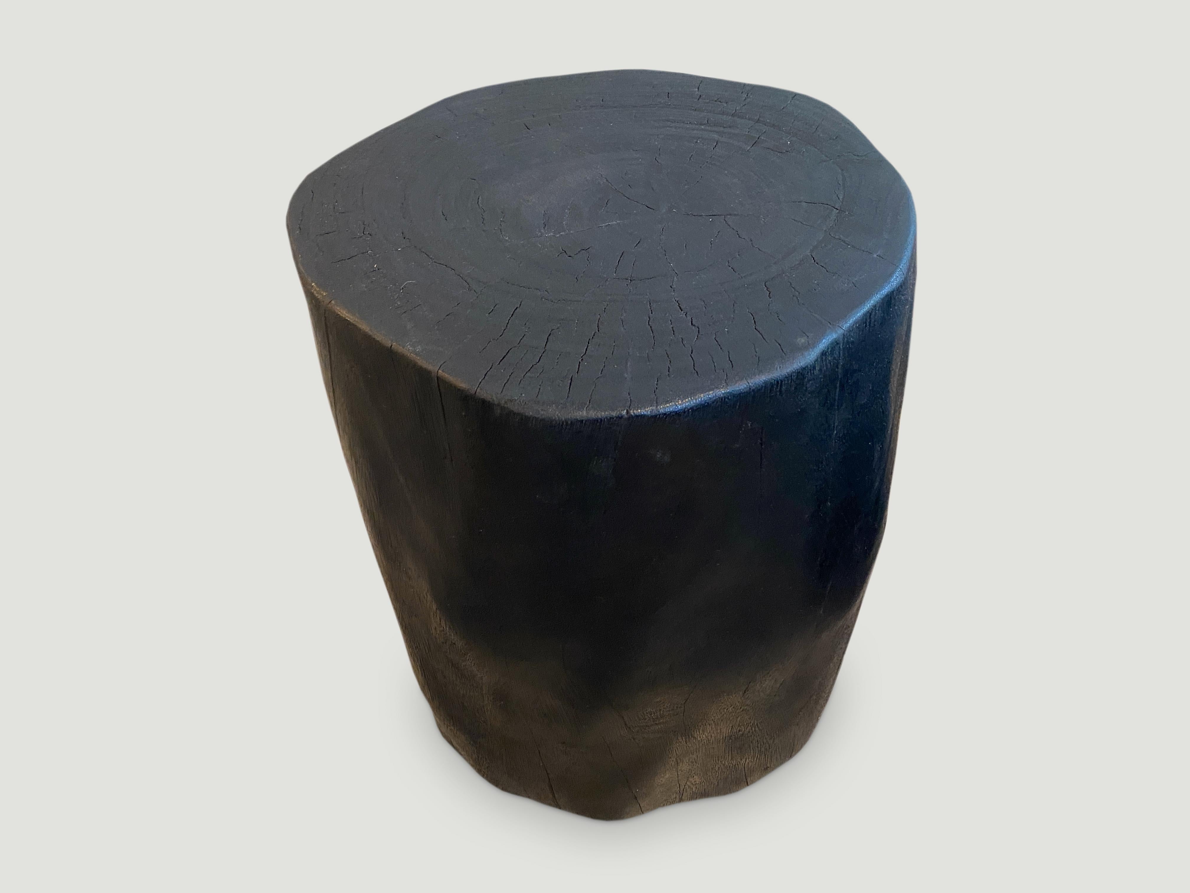 Andrianna Shamaris Minimalist Charred Suar Wood Side Table In Excellent Condition In New York, NY
