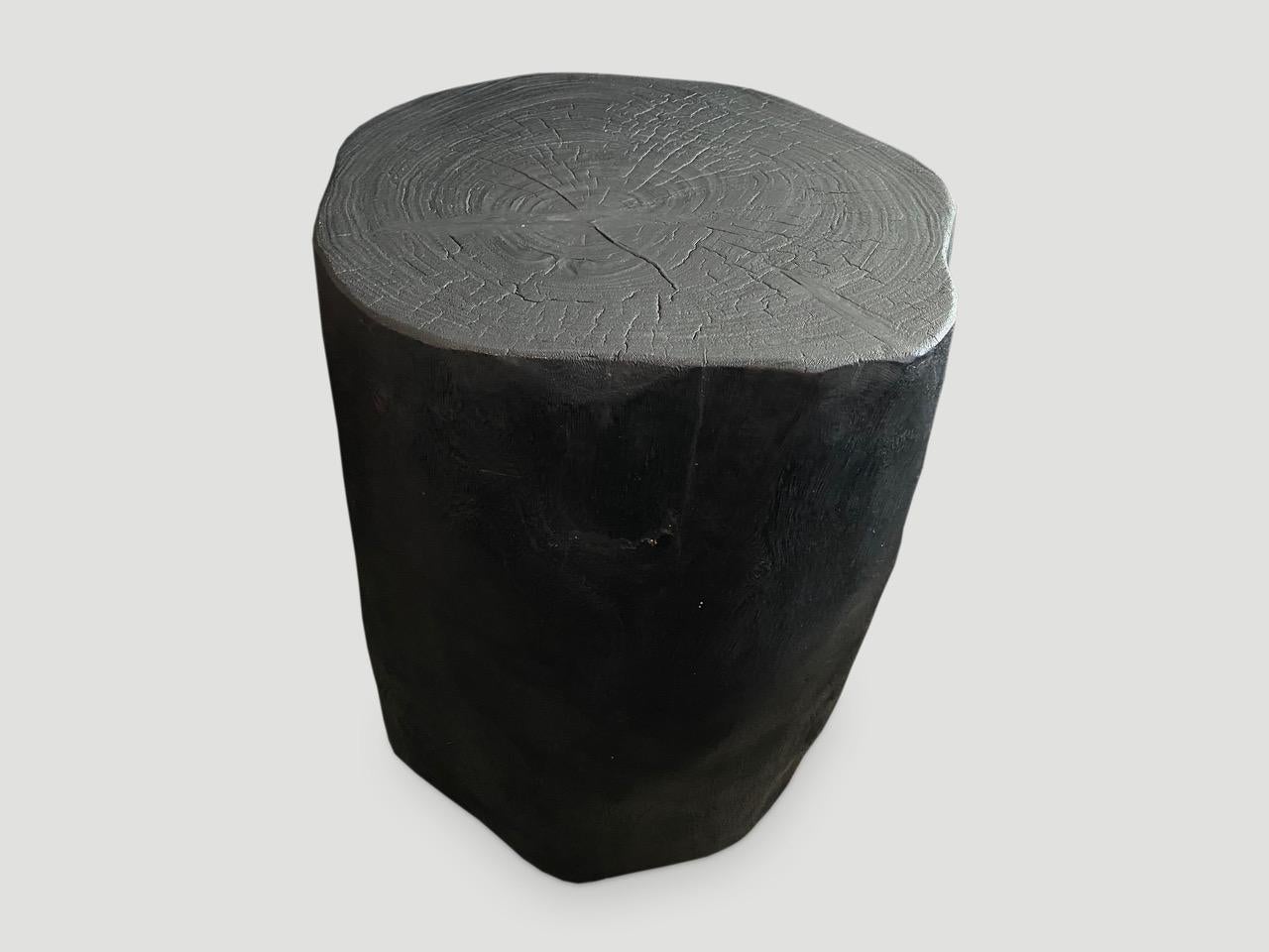 Andrianna Shamaris Minimalist Charred Suar Wood Side Table In Excellent Condition In New York, NY