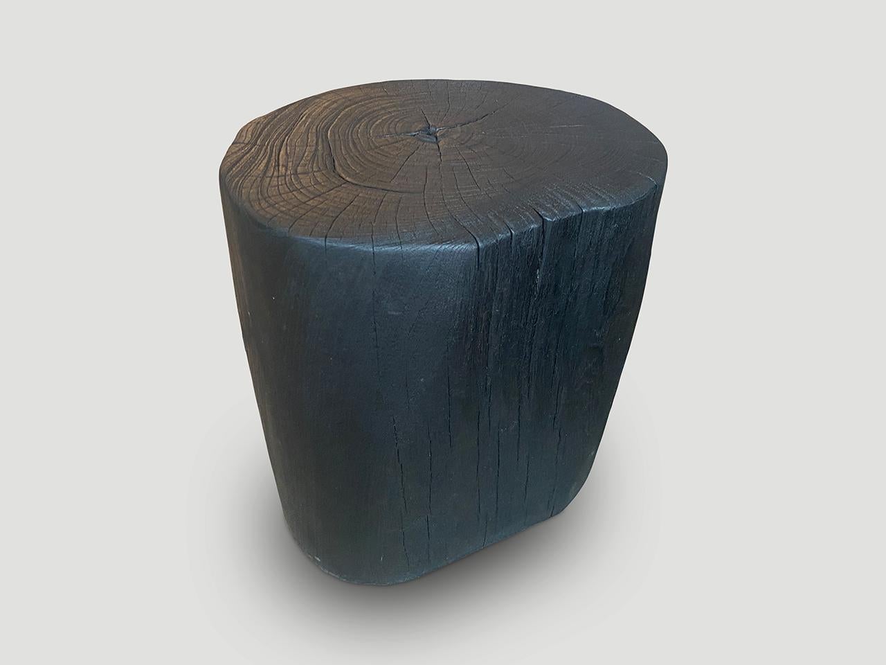 Indonesian Andrianna Shamaris Minimalist Charred Suar Wood Side Table