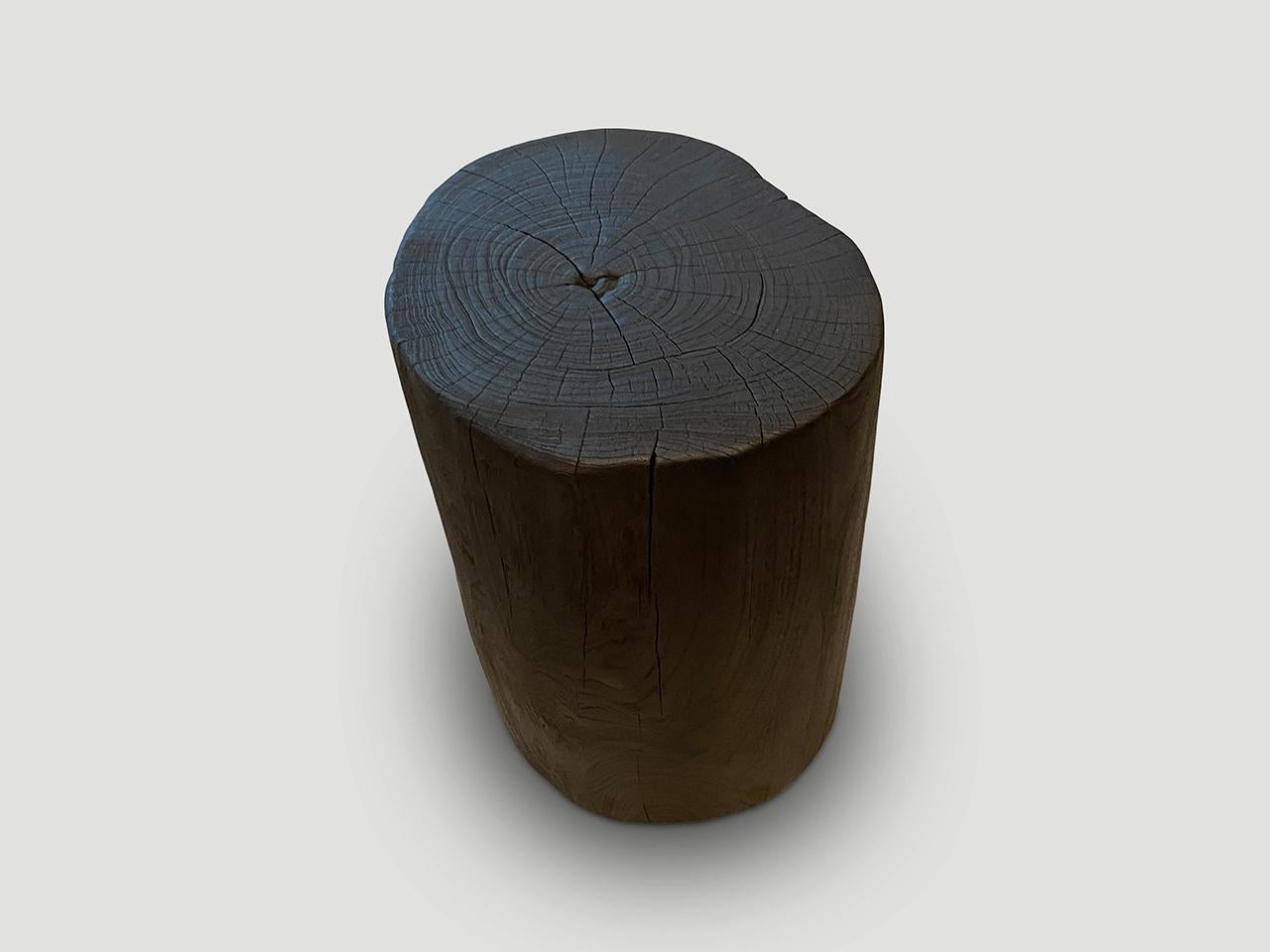 Andrianna Shamaris Minimalist Charred Suar Wood Side Table In Excellent Condition In New York, NY