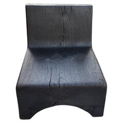 Andrianna Shamaris Minimalist Charred Teak Wood Low Chair