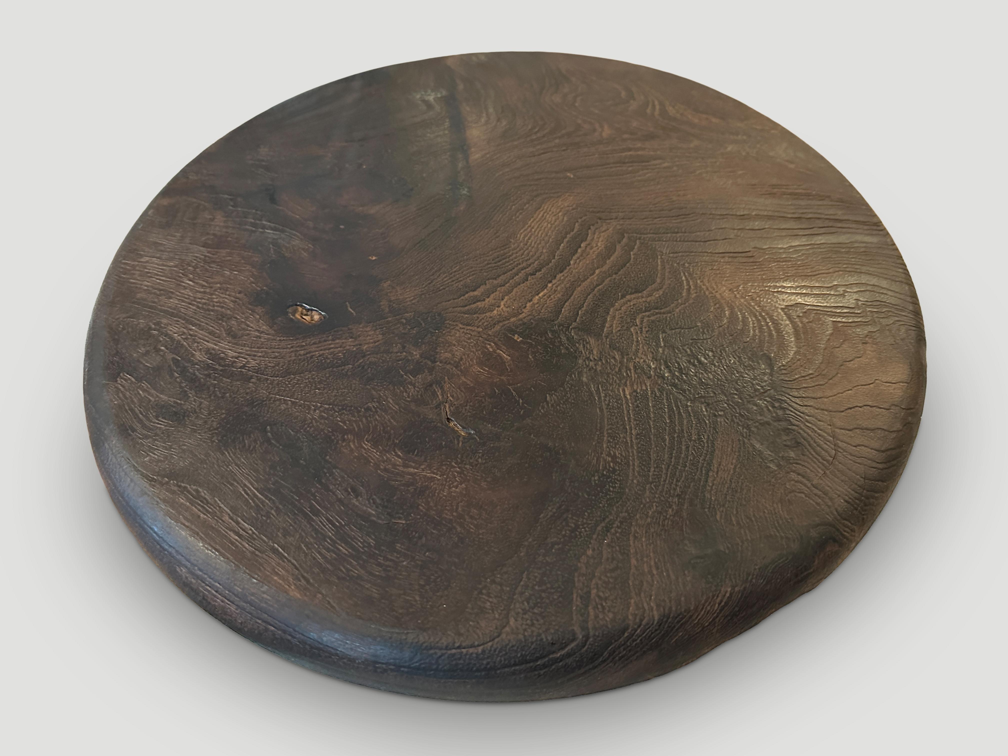 Contemporary Andrianna Shamaris Minimalist Charred Teak Wood Shallow Platter For Sale