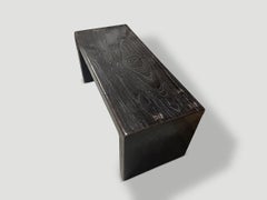 Andrianna Shamaris Teak Wood Bench, Espresso Stain, Hand-Carved Design