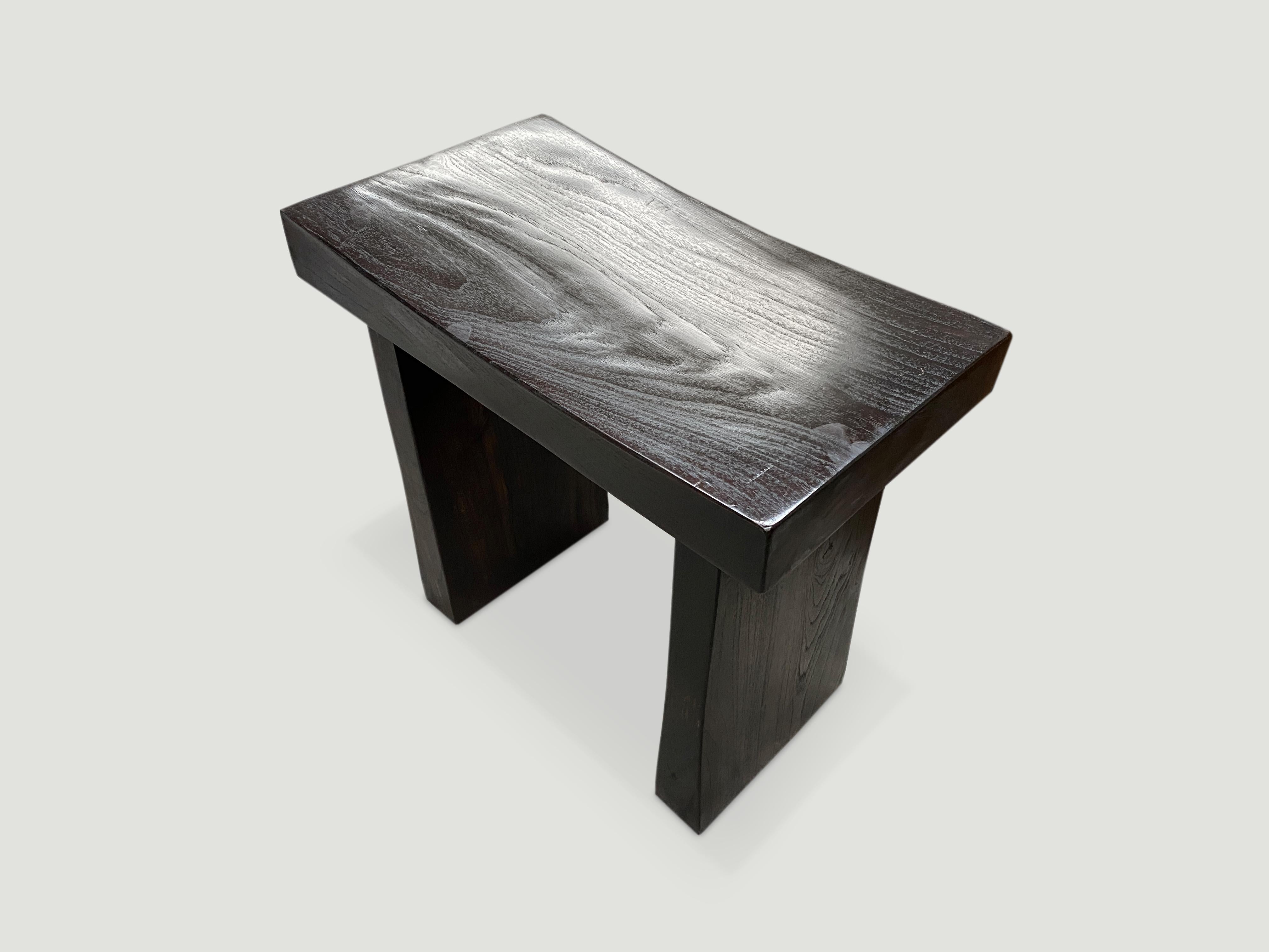 Sleek minimalist bench. Handmade from a thick single slab of reclaimed teak and finished with an espresso stain revealing the grain of the wood. Custom sizes and stains available.

Andrianna Shamaris. The Leader In Modern Organic Design.