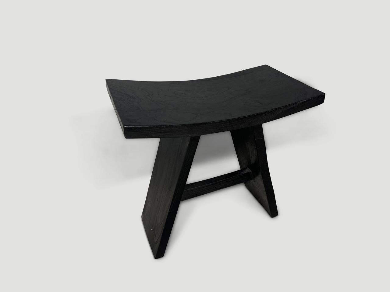Andrianna Shamaris Minimalist Espresso Teak Wood Bench In Excellent Condition For Sale In New York, NY