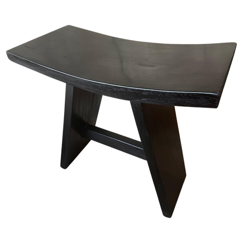 Andrianna Shamaris Minimalist Espresso Teak Wood Bench For Sale