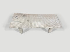 Andrianna Shamaris Minimalist Hand Carved Organic Teak Wood Coffee Table