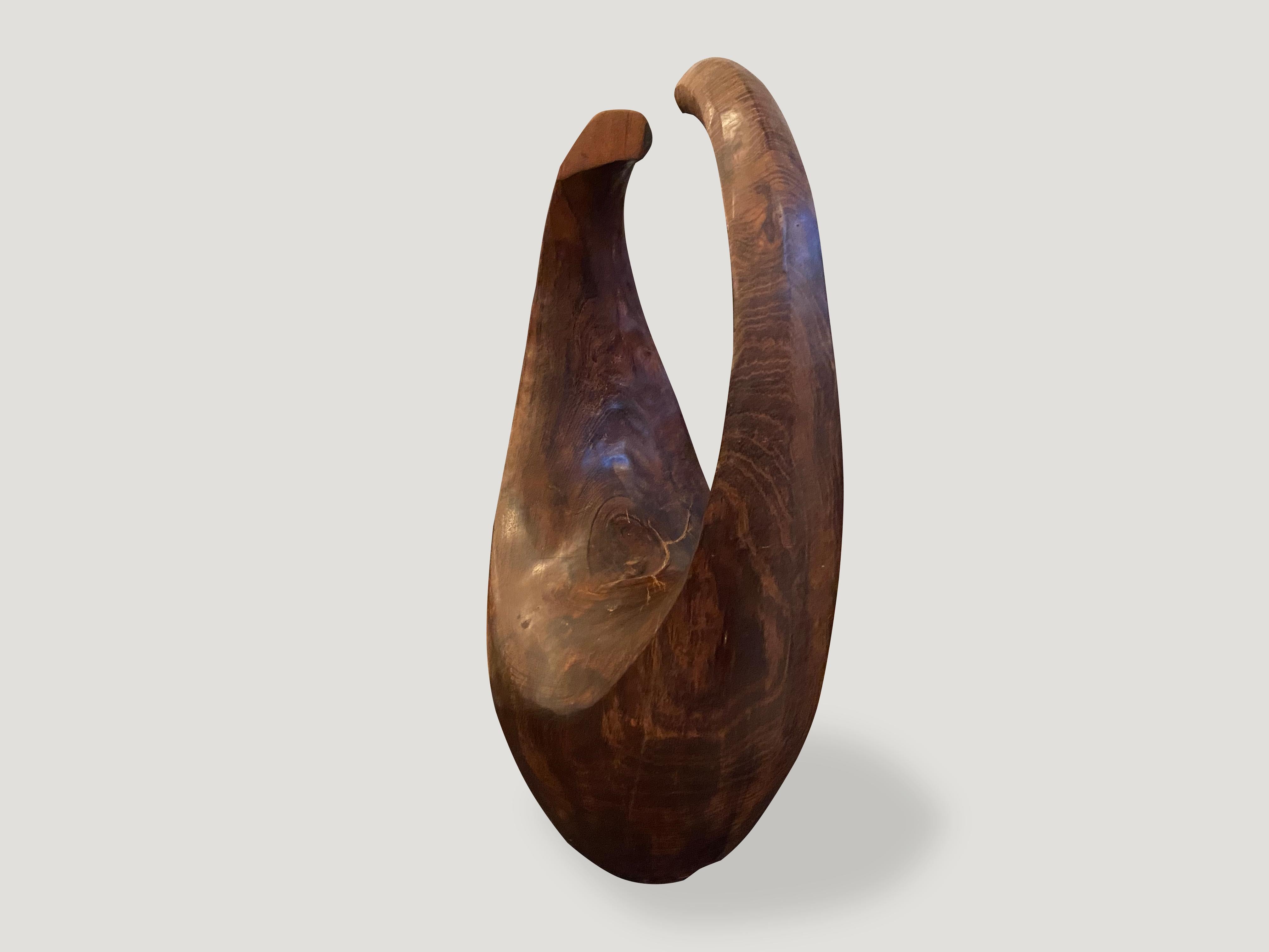 Andrianna Shamaris Minimalist Hand Carved Sono Wood Sculpture In Excellent Condition In New York, NY
