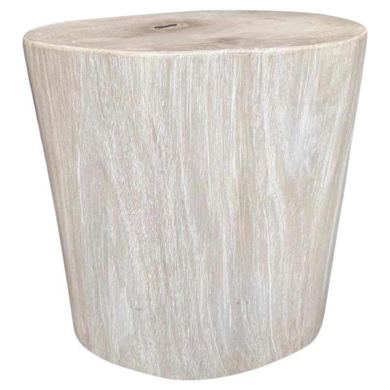 Andrianna Shamaris Minimalistischer Beistelltisch aus versteinertem Holz von hoher Qualität im Angebot