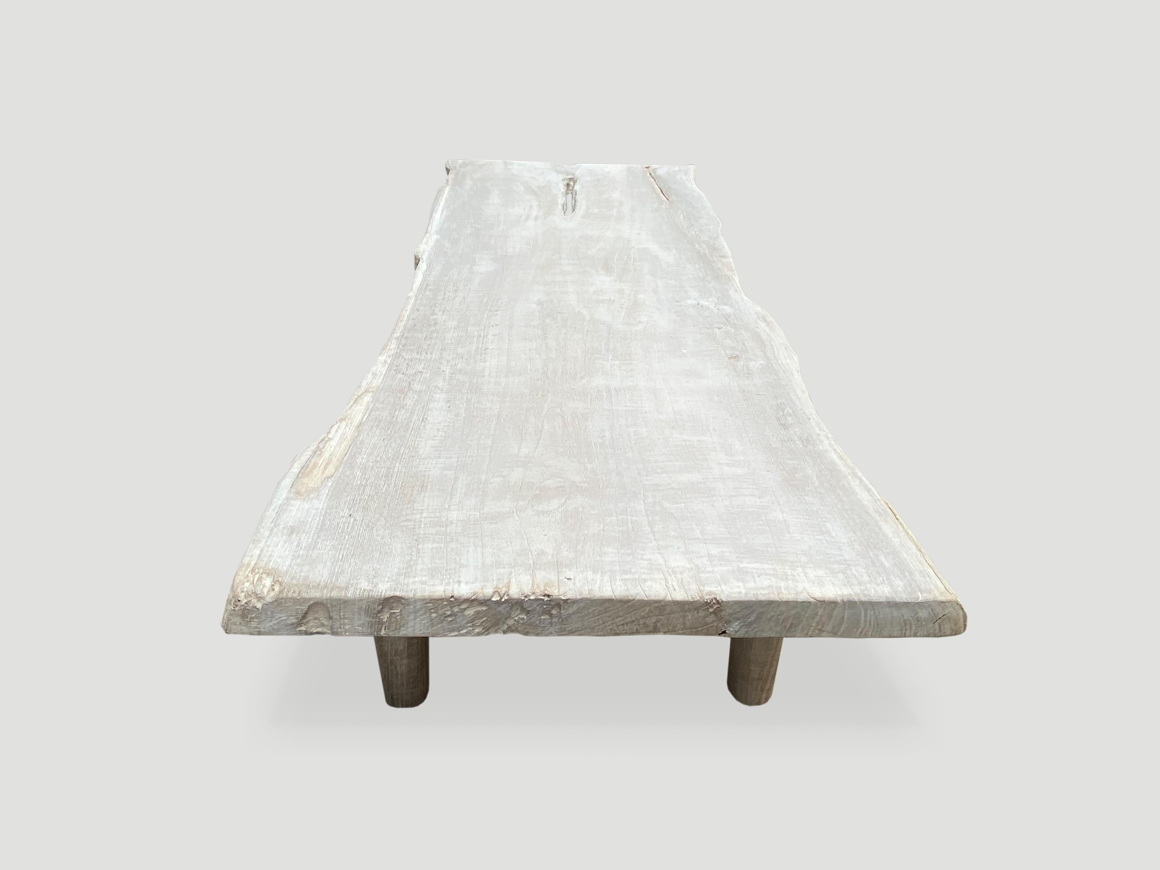 Andrianna Shamaris Minimalist Live Edge Teak Wood Coffee Table or Bench In Excellent Condition In New York, NY