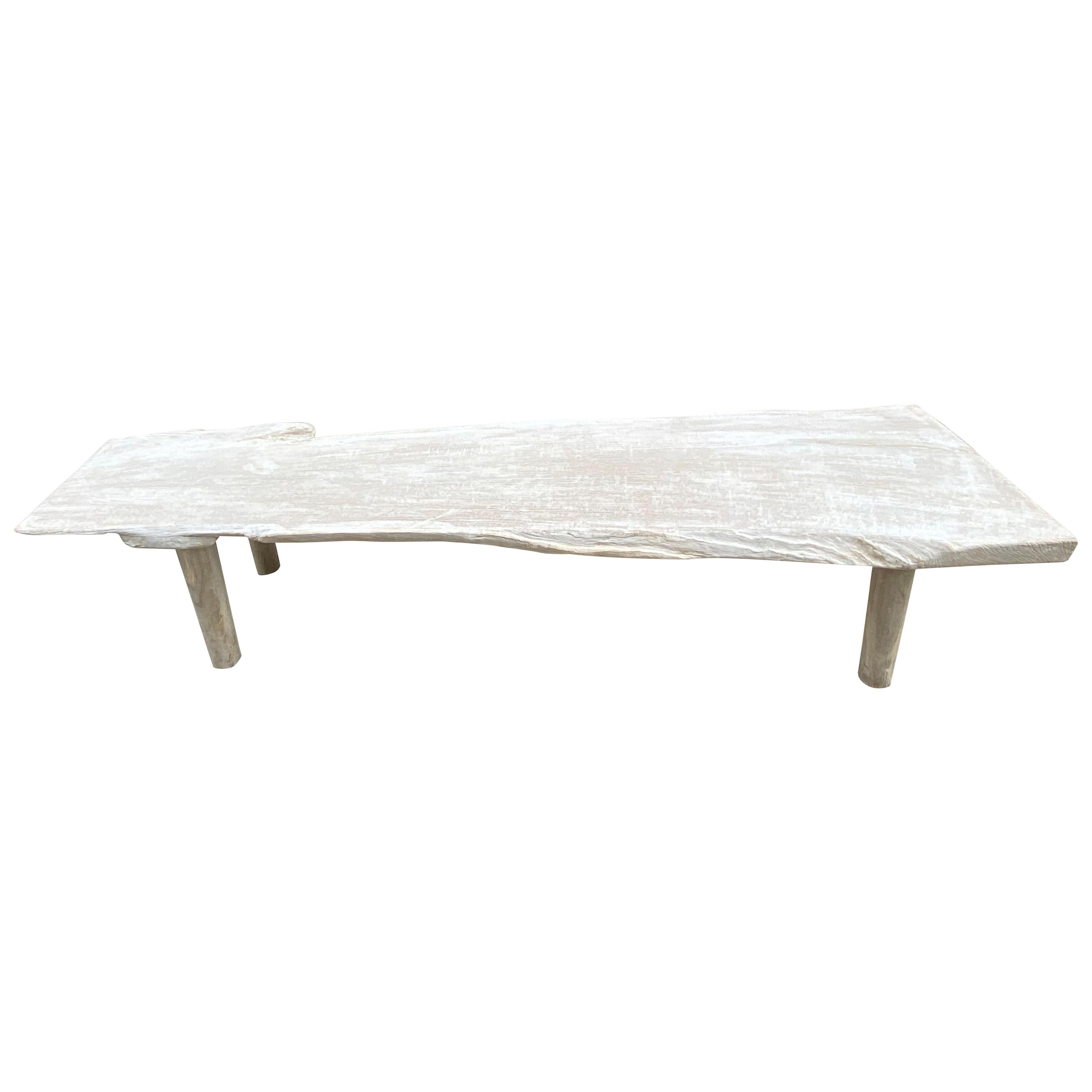 Andrianna Shamaris table basse ou banc minimaliste en bois de teck à bords naturels