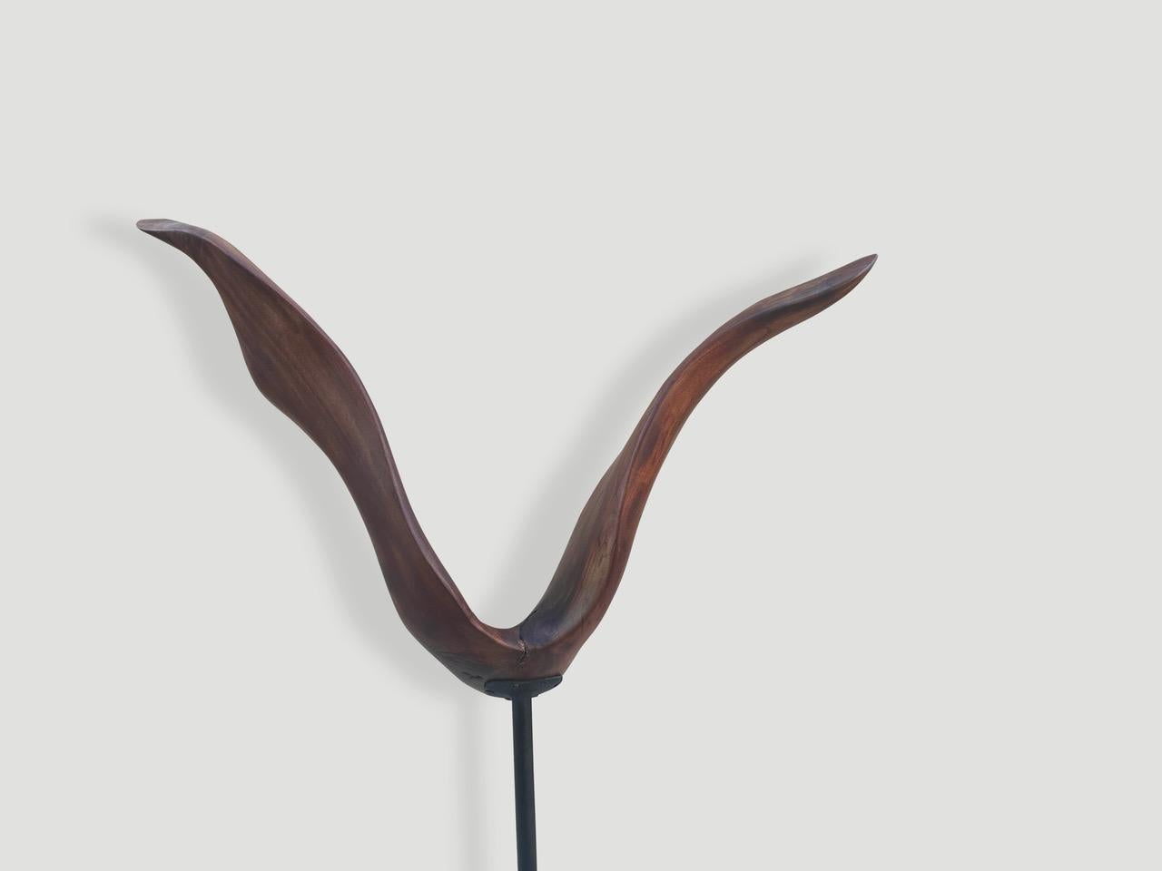 Organic Modern Andrianna Shamaris Minimalist Mahogany Wood Sculpture For Sale