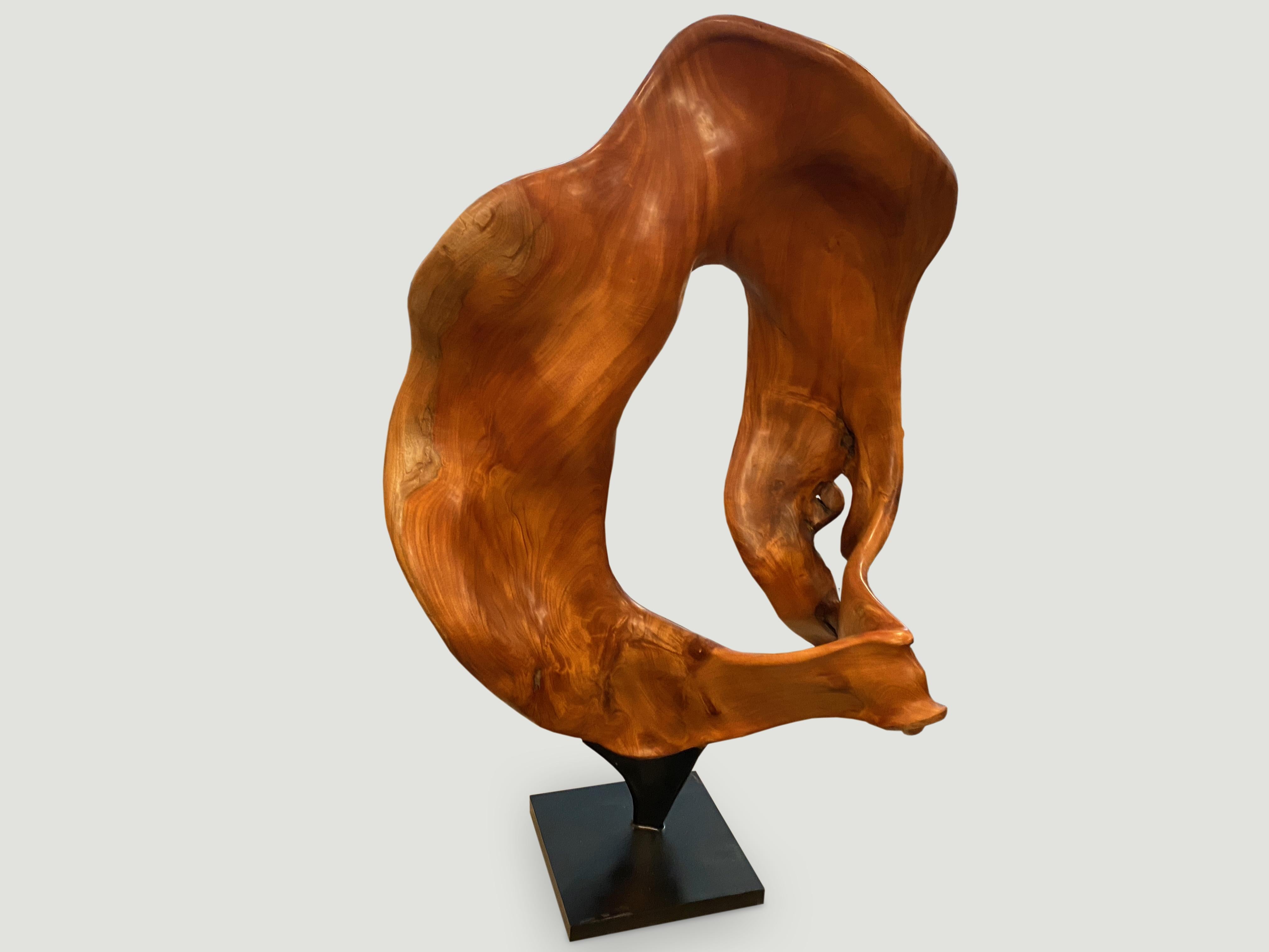 Organic Modern Andrianna Shamaris Minimalist Mahogany Wood Sculpture For Sale