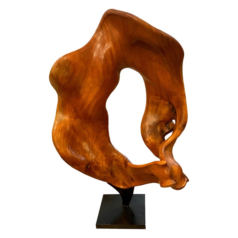 Andrianna Shamaris Minimalist Mahogany Wood Sculpture For Sale at 1stDibs