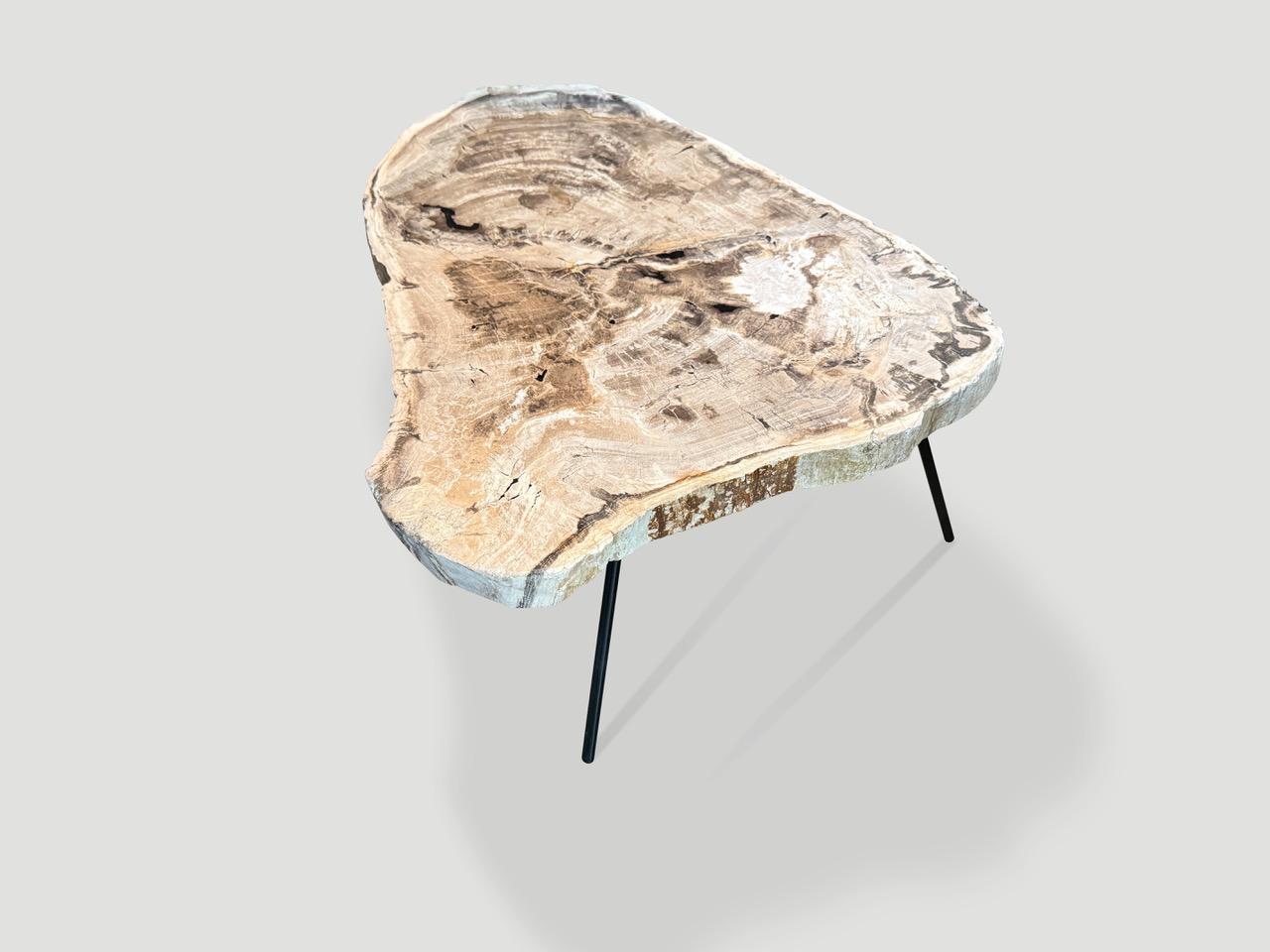 Andrianna Shamaris Mesa baja o auxiliar minimalista de madera petrificada en Excelente estado para la venta en New York, NY