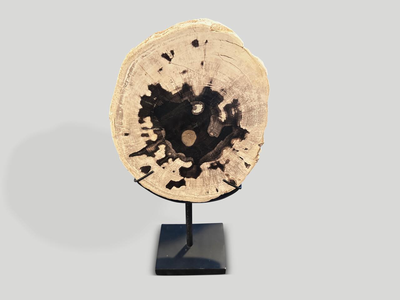 Andrianna Shamaris Minimalist Petrified Wood on Stand For Sale 2