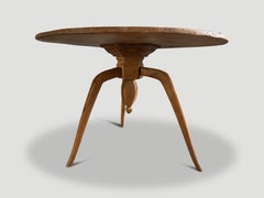 Andrianna Shamaris Minimalist Sculptural Antique Teak Wood Round Table