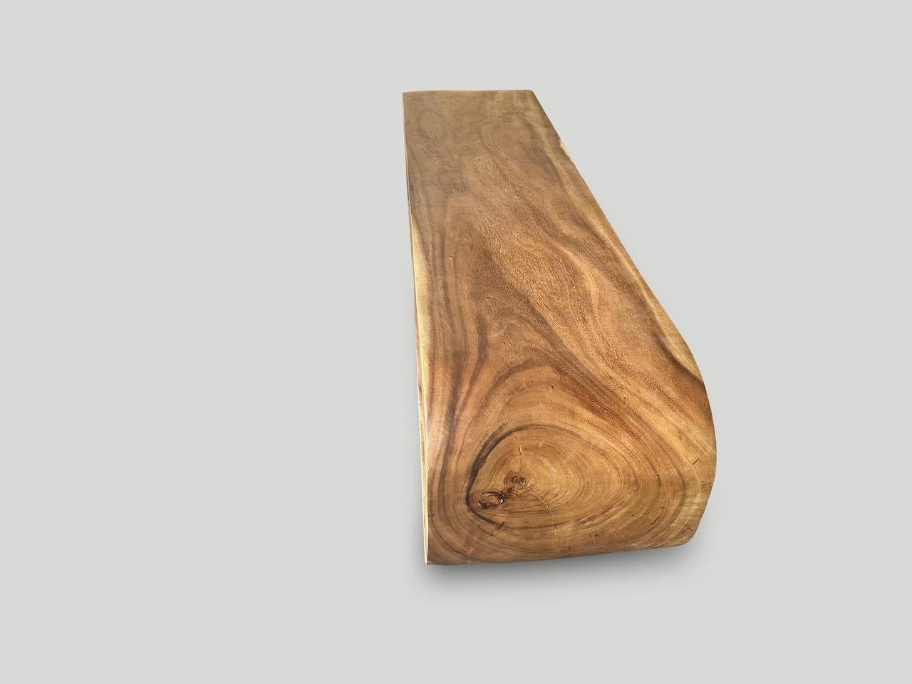 Andrianna Shamaris Minimalist Sculptural Suar Wood Bench or Coffee Table In Excellent Condition For Sale In New York, NY