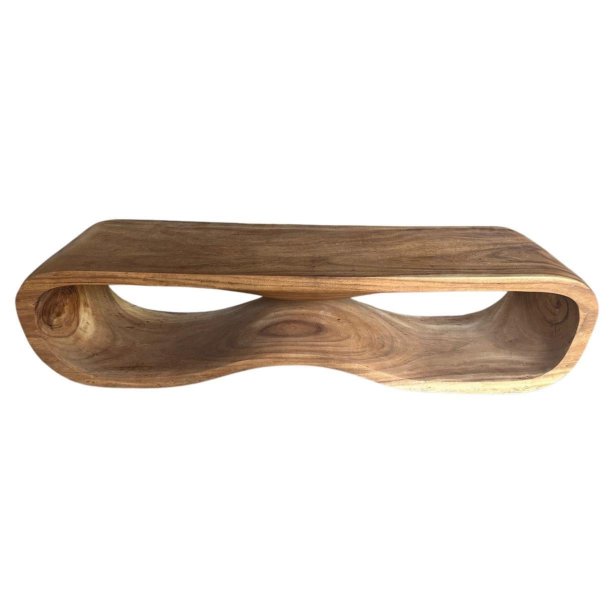 Andrianna Shamaris Minimalist Sculptural Suar Wood Bench or Coffee Table For Sale