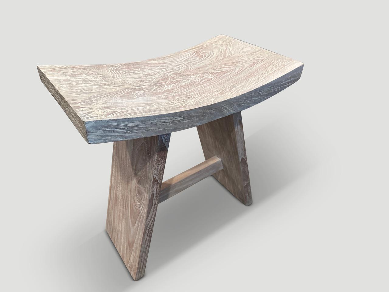 Organic Modern Andrianna Shamaris Minimalist Small Teak Wood Bench For Sale