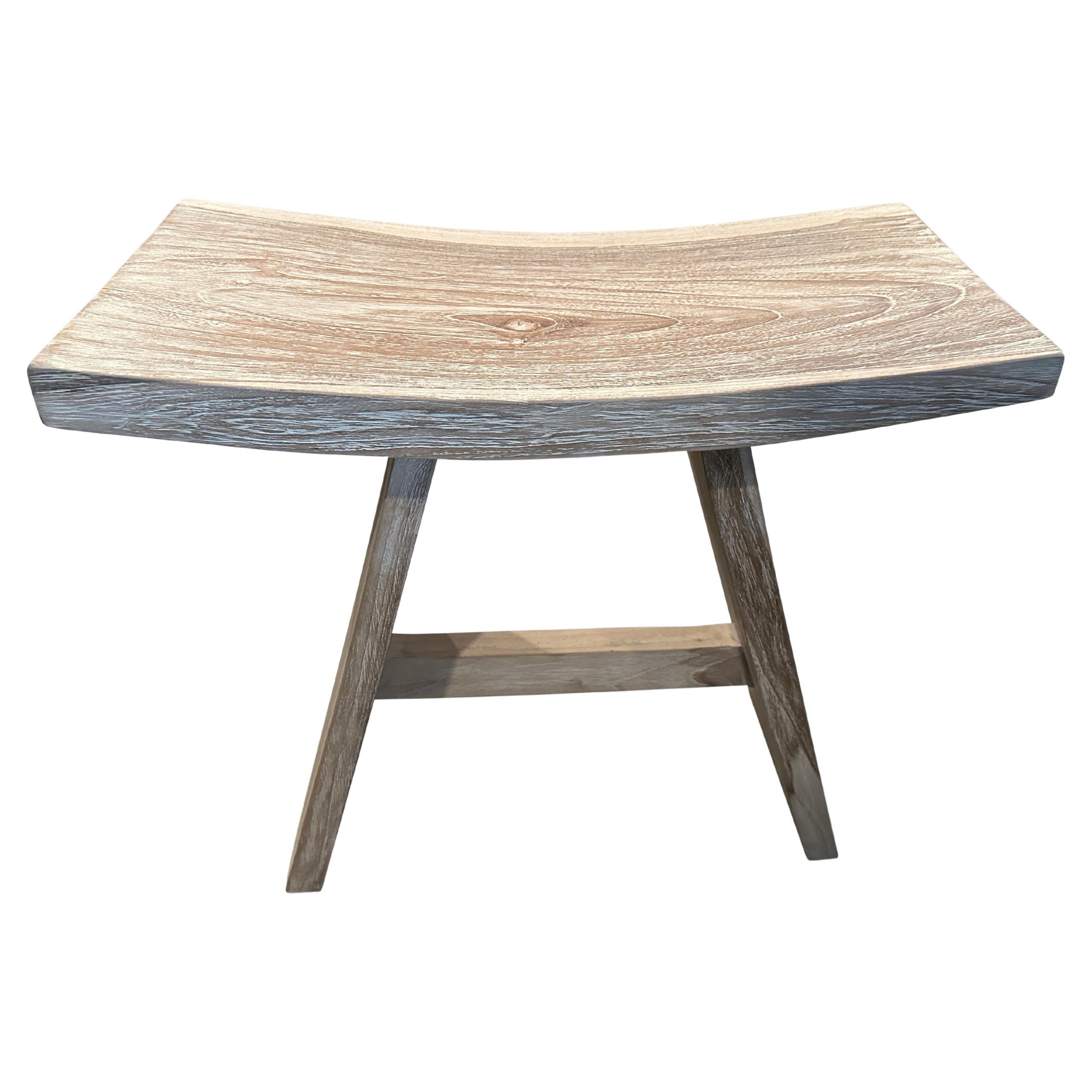 Andrianna Shamaris Minimalist Small Teak Wood Bench For Sale