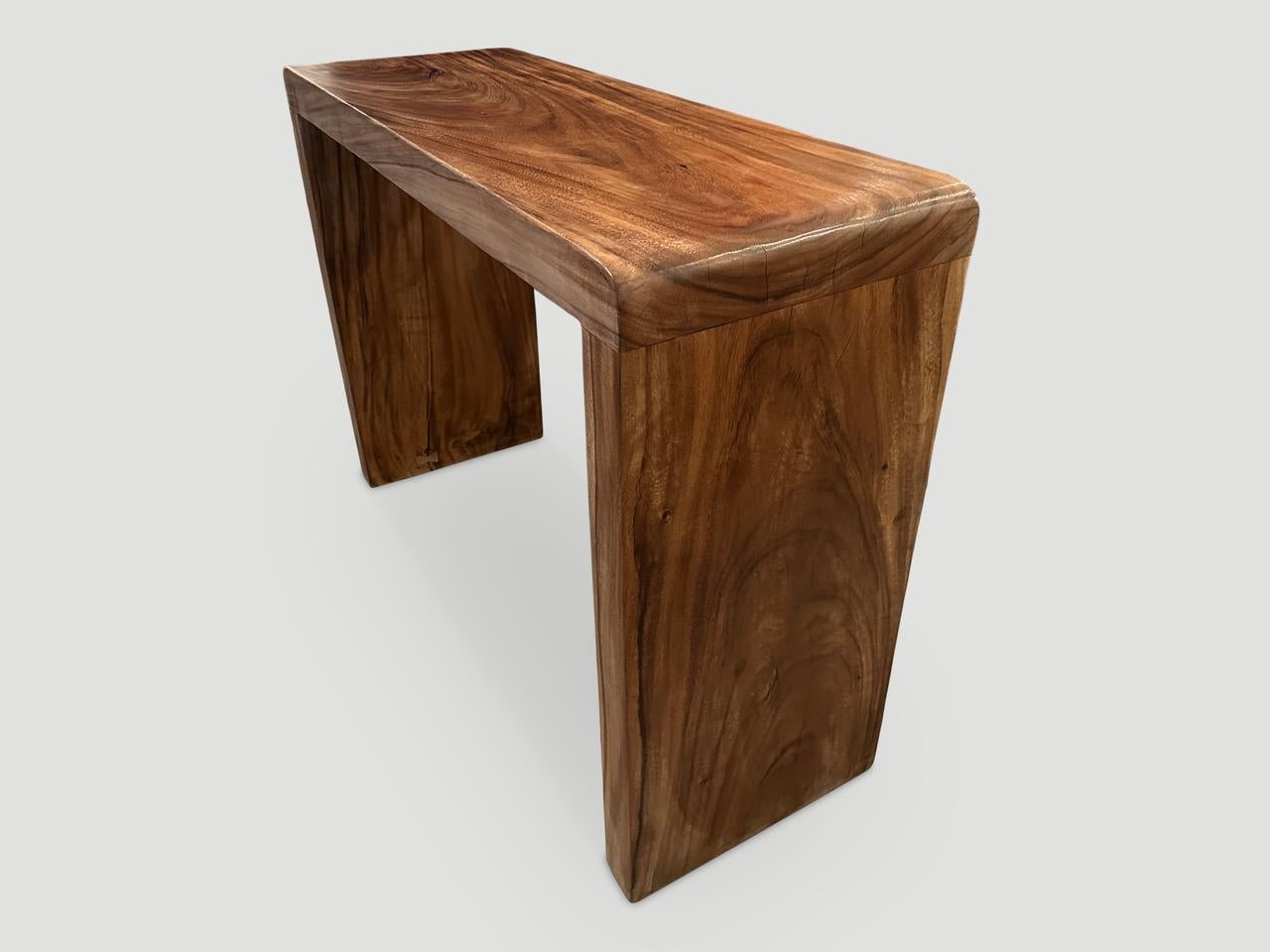 Organic Modern Andrianna Shamaris Minimalist Suar Wood Console Table For Sale
