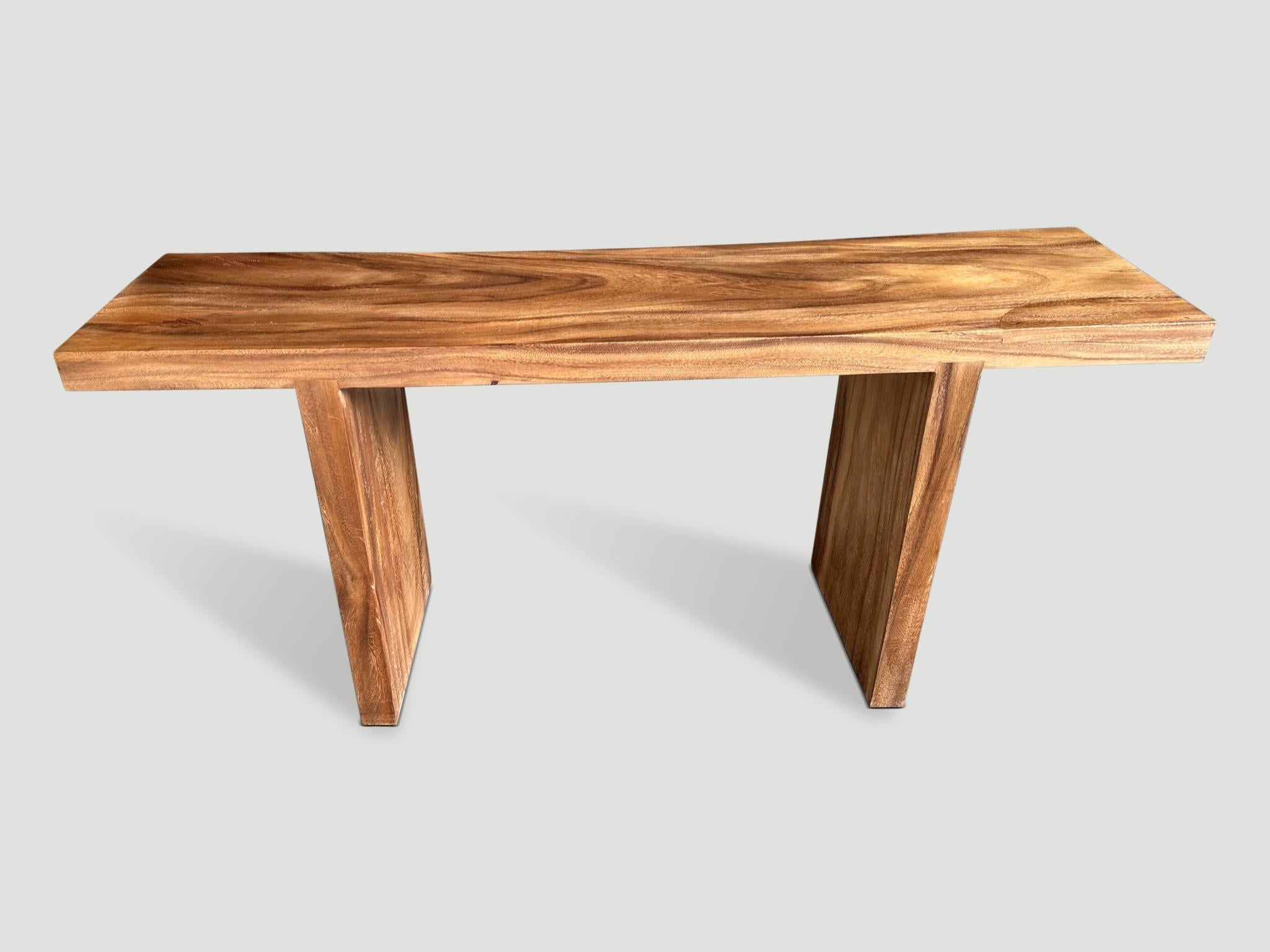 Organic Modern Andrianna Shamaris Minimalist Suar Wood Console Table For Sale