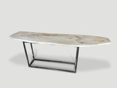 Andrianna Shamaris Petrified Wood Console Table, Minimalist Style