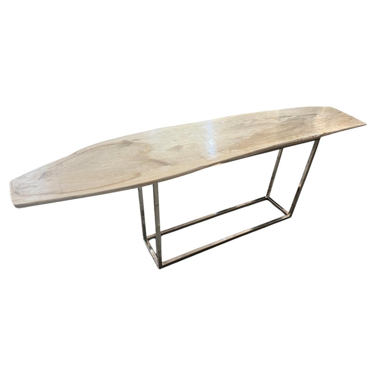 Andrianna Shamaris Minimalistischer Konsolentisch aus versteinertem Holz, Super Smooth