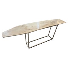 Andrianna Shamaris Minimalist Super Smooth Petrified Wood Console Table