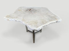 Andrianna Shamaris Minimalist Super Smooth Petrified Wood Tall Side Table