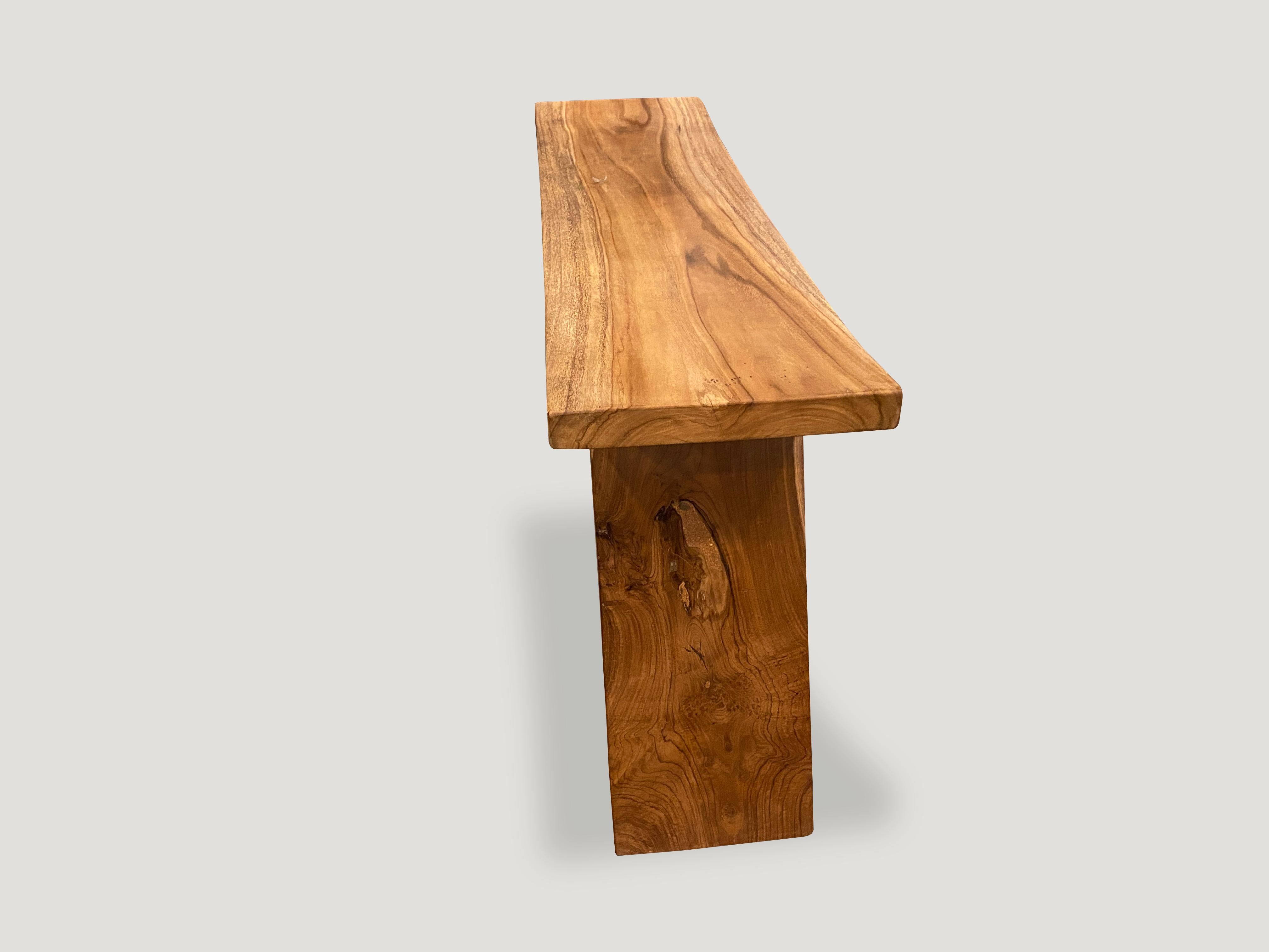 Organic Modern Andrianna Shamaris Minimalist Teak Wood Bench