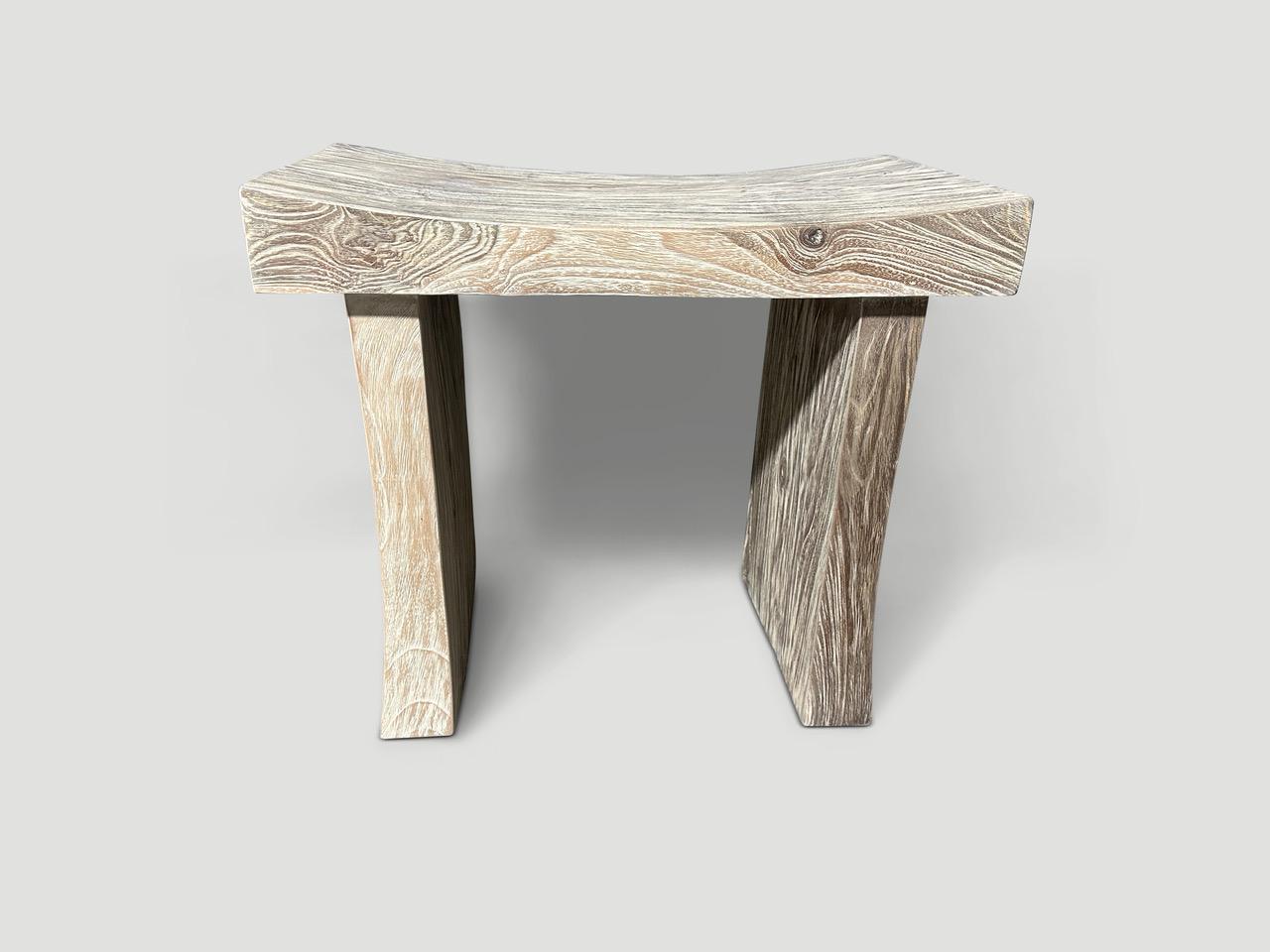 Organic Modern Andrianna Shamaris Minimalist Teak Wood Bench For Sale