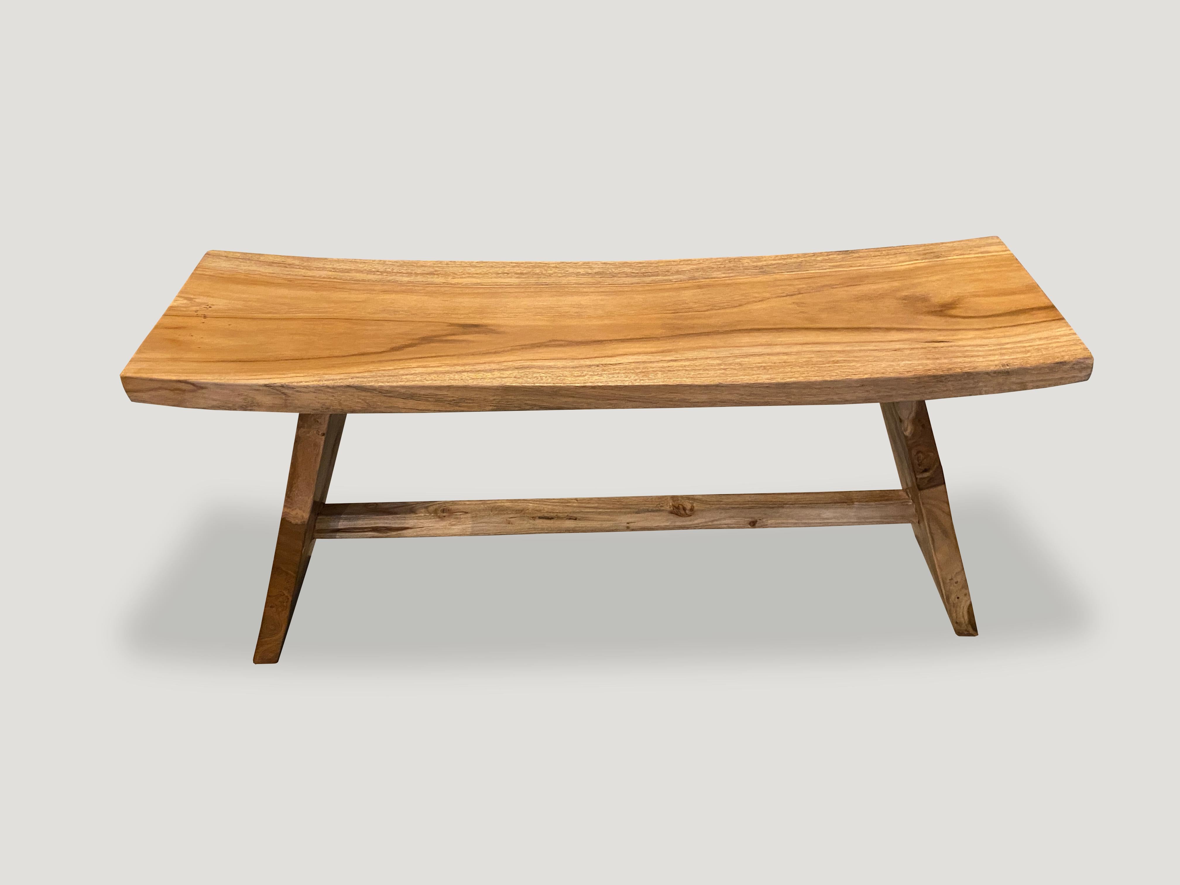 Andrianna Shamaris Minimalist Teak Wood Bench In Excellent Condition In New York, NY