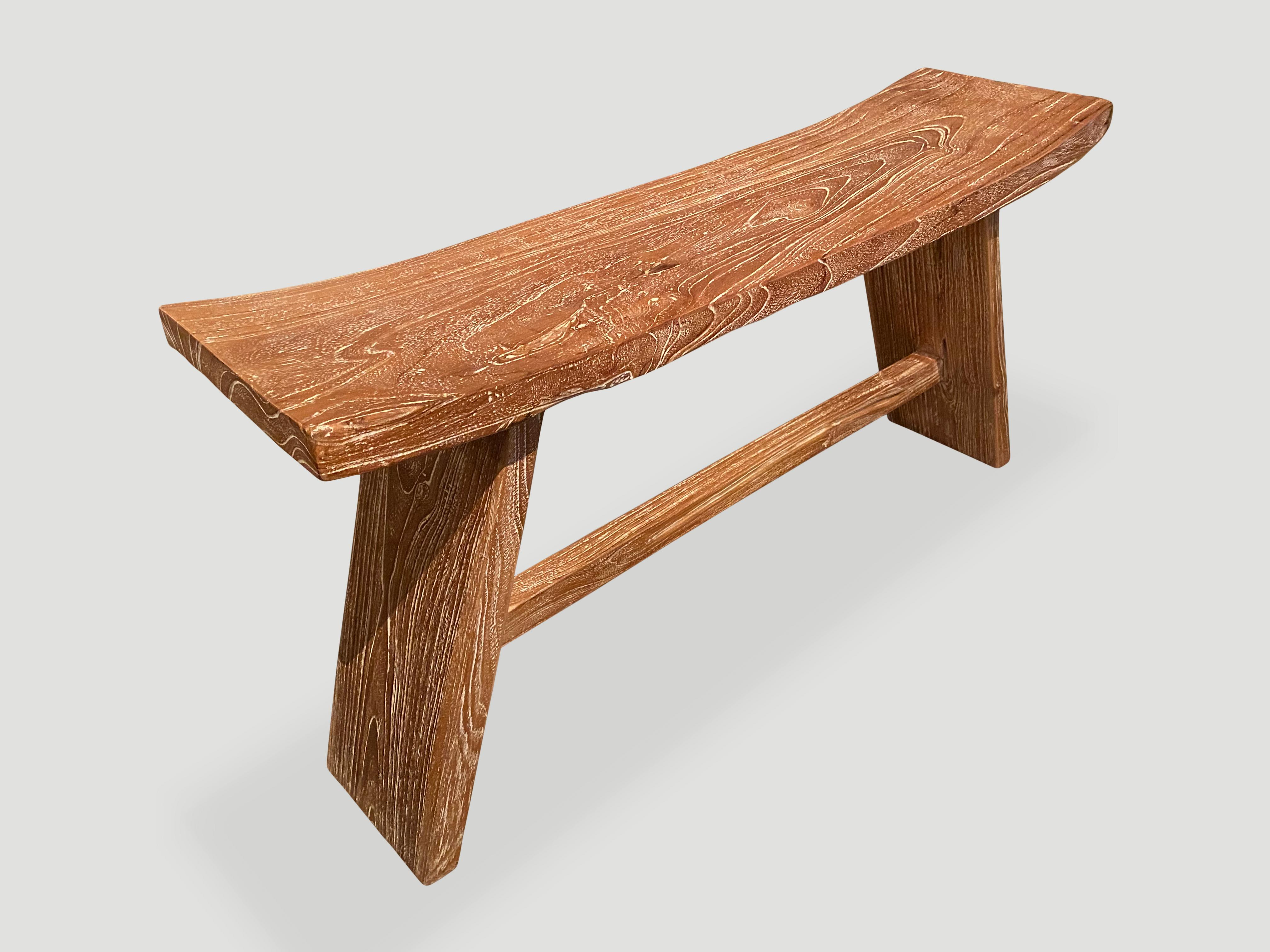Andrianna Shamaris Minimalist Teak Wood Bench In Excellent Condition For Sale In New York, NY