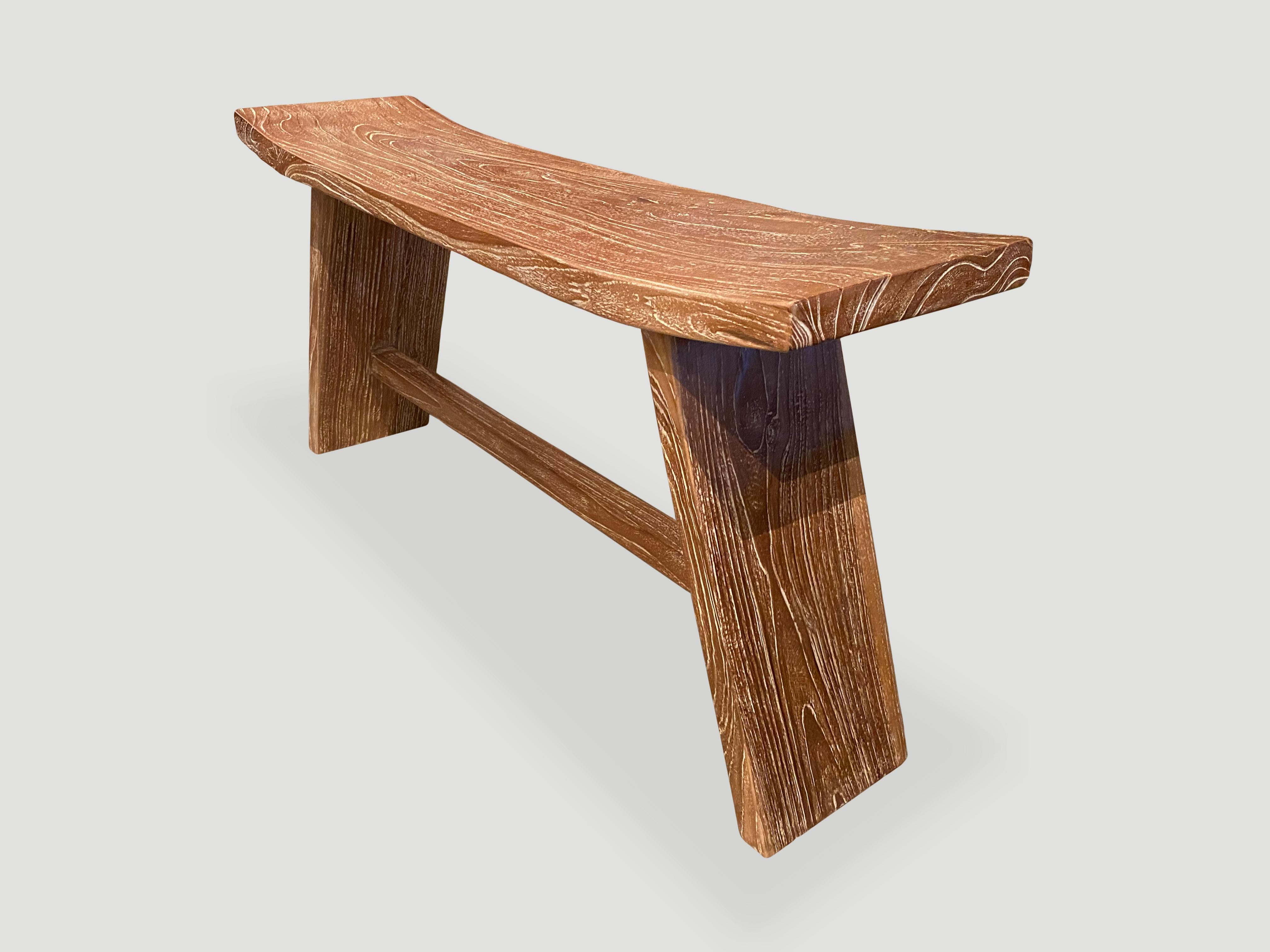 Contemporary Andrianna Shamaris Minimalist Teak Wood Bench For Sale