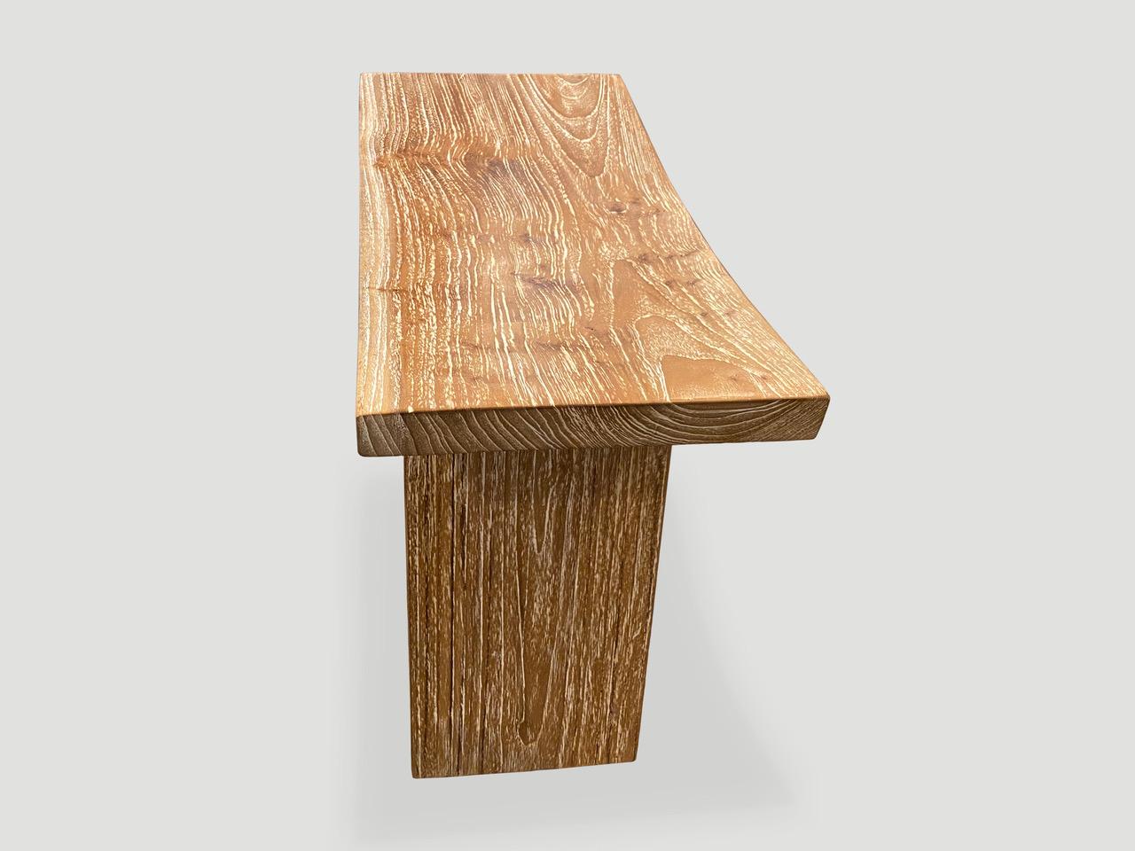 Contemporary Andrianna Shamaris Minimalist Teak Wood Bench For Sale
