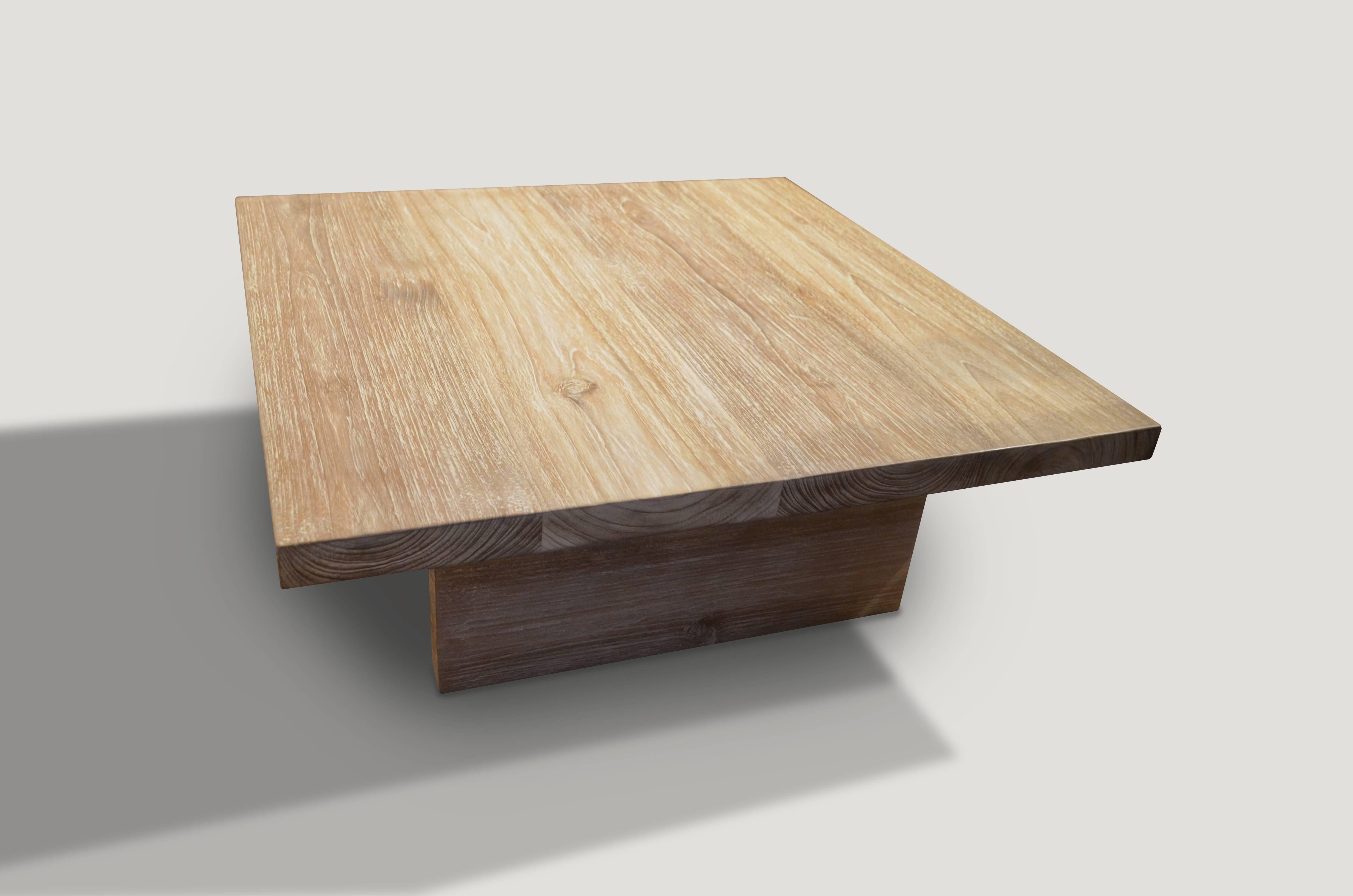 Organic Modern Andrianna Shamaris Minimalist Teak Wood Coffee Table For Sale