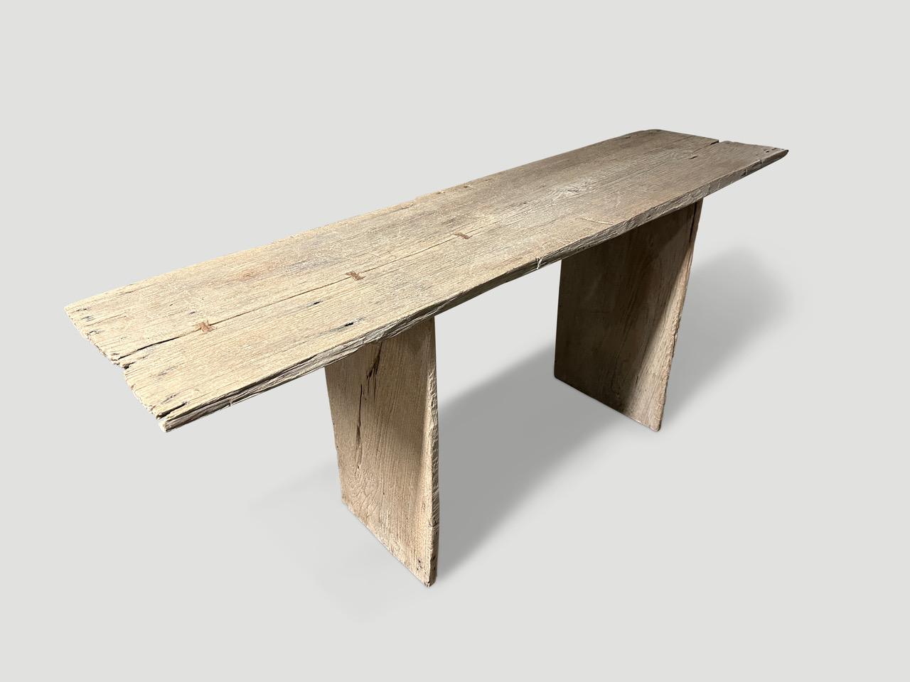 Organic Modern Andrianna Shamaris Minimalist Teak Wood Console Table