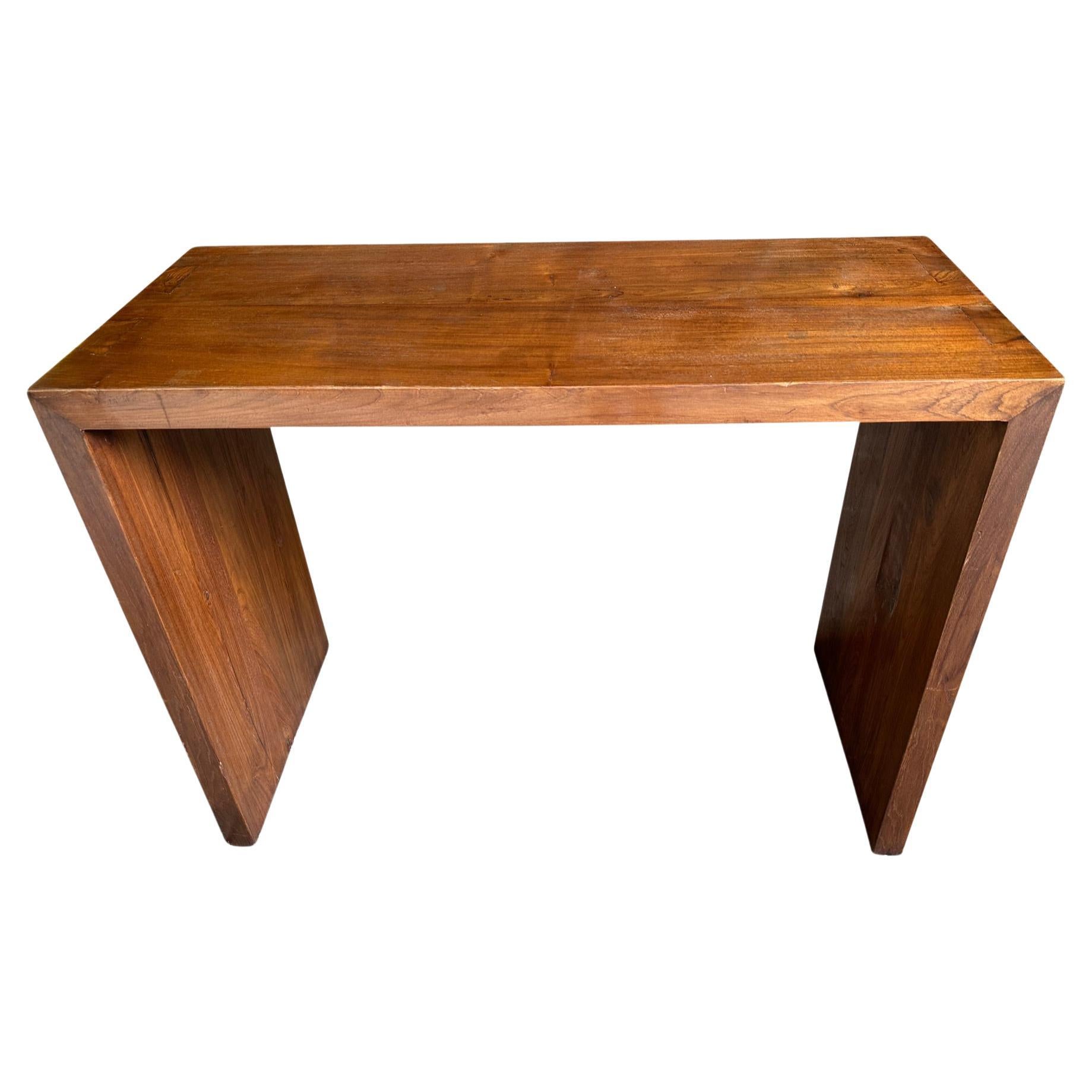 Andrianna Shamaris Minimalist Teak Wood Console Table For Sale
