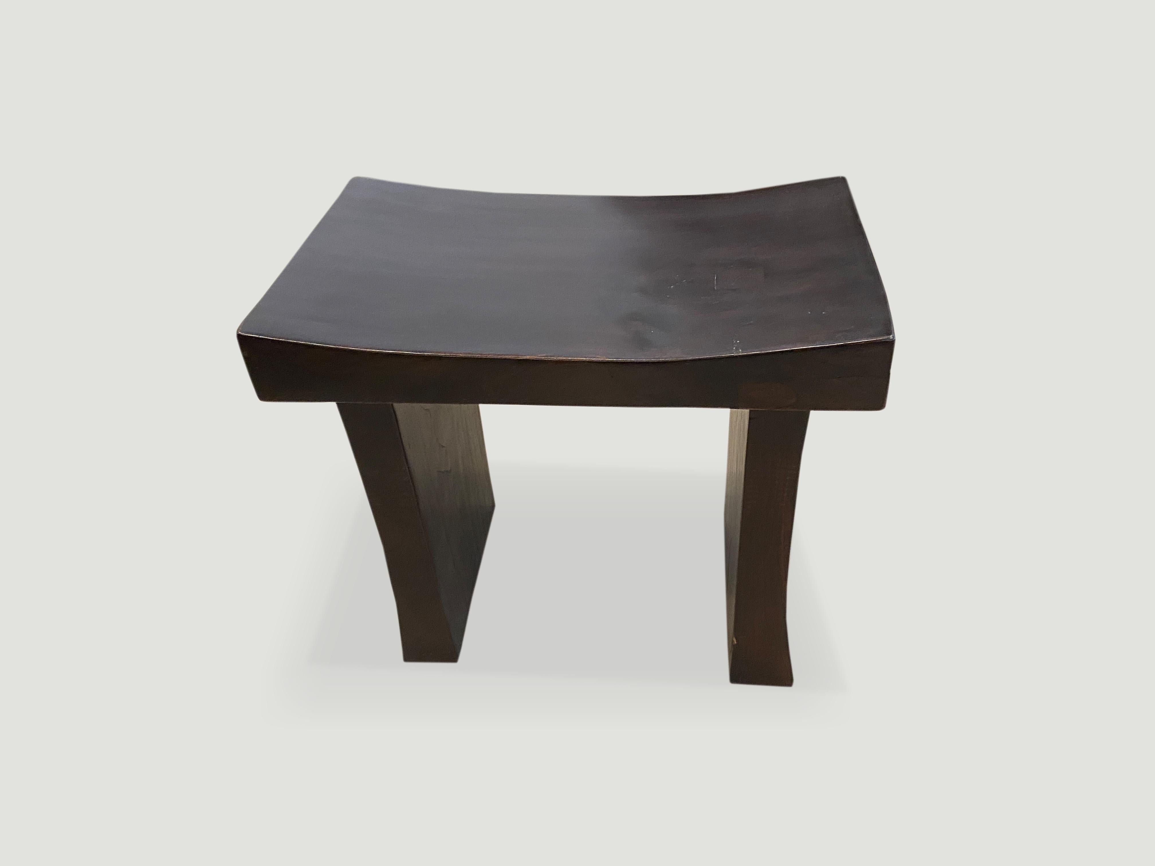 Andrianna Shamaris Minimalist Teak Wood Espresso Bench or Stool In Excellent Condition In New York, NY