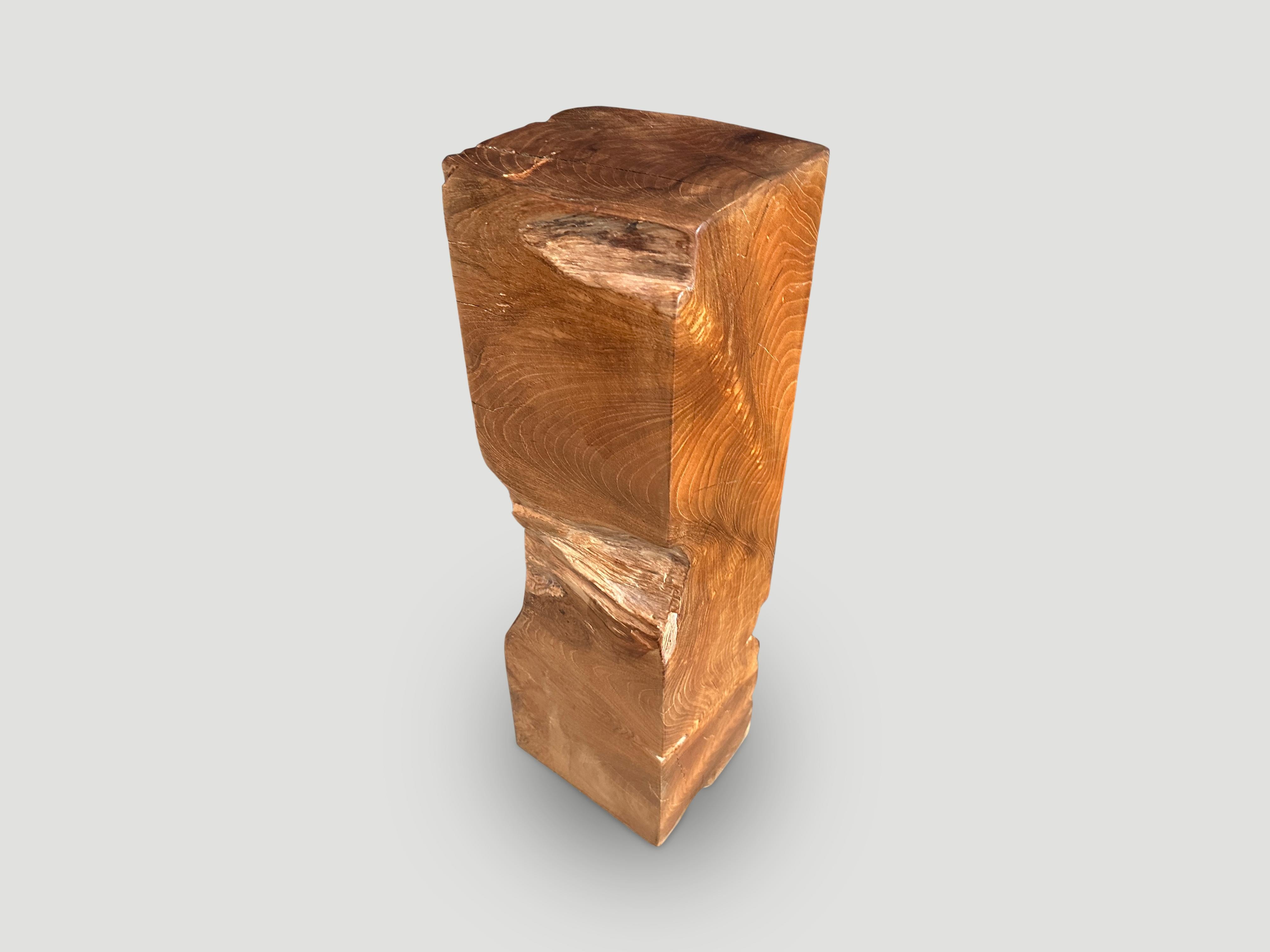 Contemporary Andrianna Shamaris Minimalist Teak Wood Pedestal or Side Table