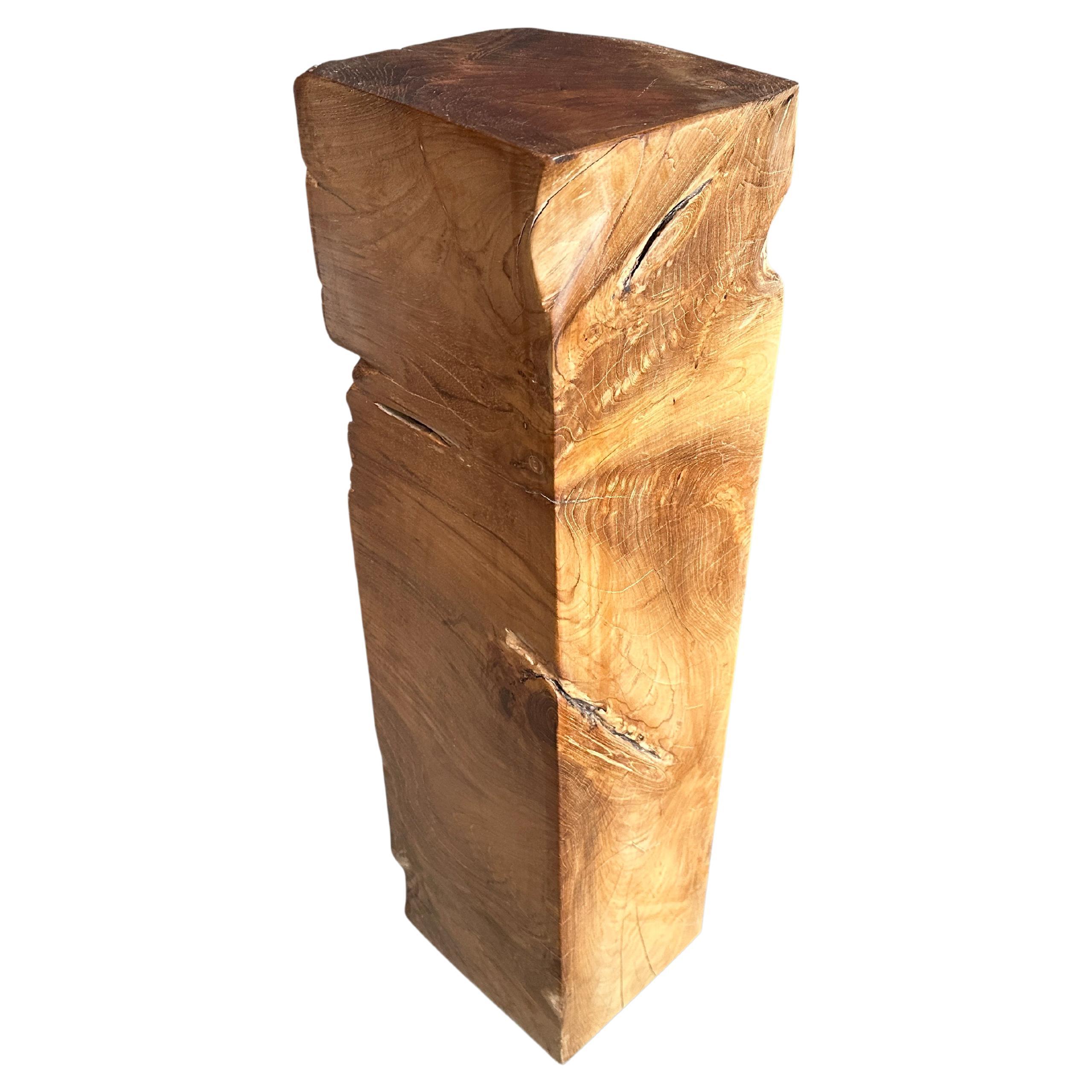 Andrianna Shamaris Minimalist Teak Wood Pedestal or Side Table