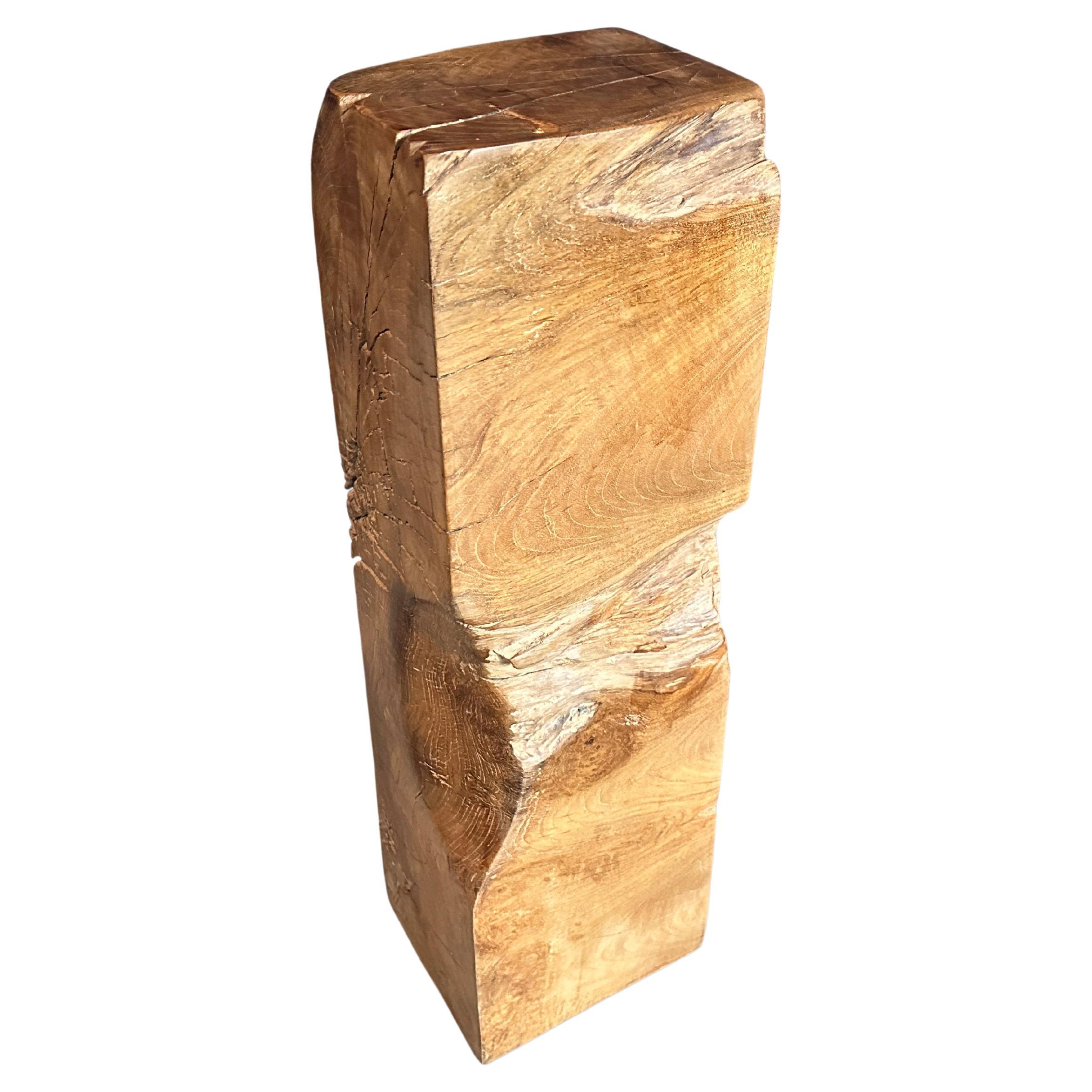 Andrianna Shamaris Minimalist Teak Wood Pedestal or Side Table