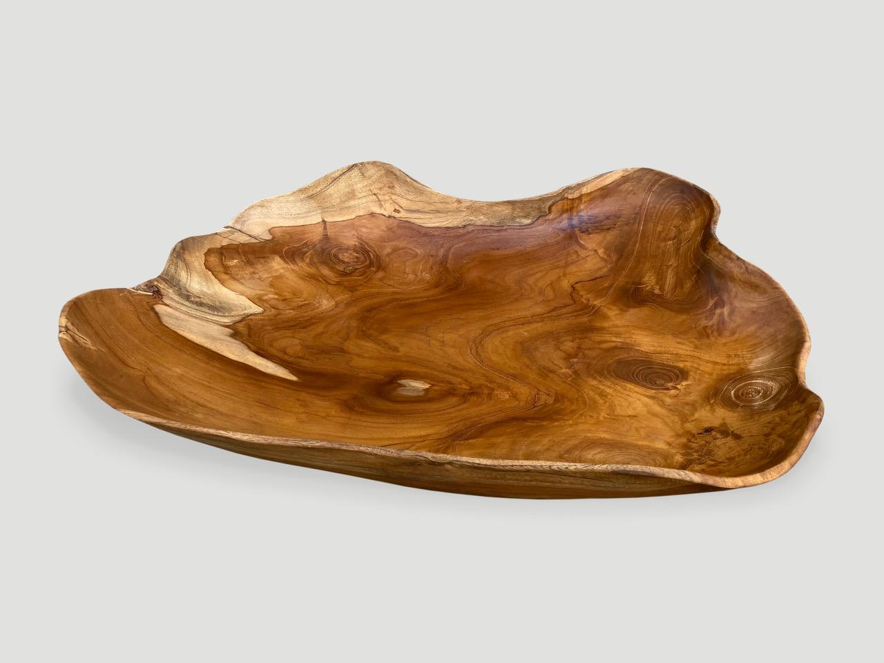 Organic Modern Andrianna Shamaris Minimalist Teak Wood Sculptural Bowl