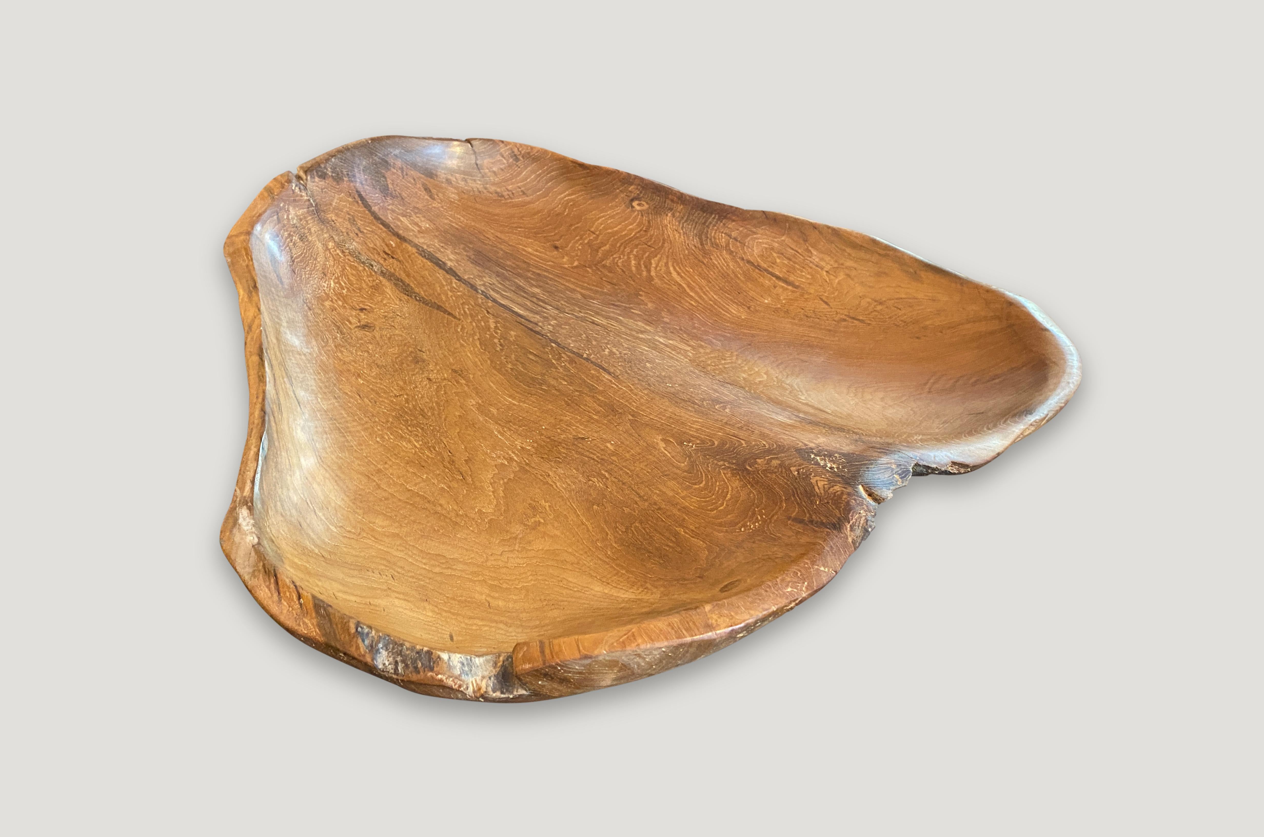 Andrianna Shamaris Minimalist Teak Wood Sculptural Bowl In Excellent Condition In New York, NY