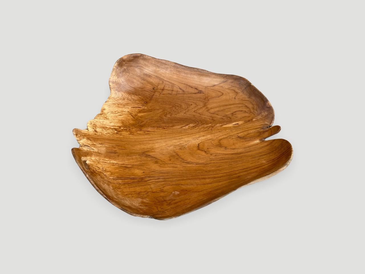 Indonesian Andrianna Shamaris Minimalist Teak Wood Sculptural Bowl For Sale