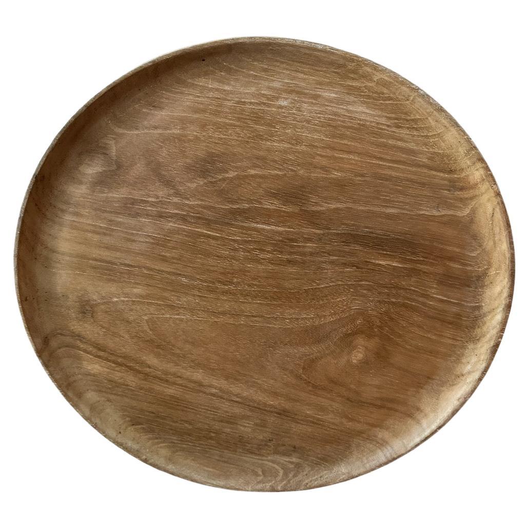 Andrianna Shamaris Minimalist Teak Wood Shallow Platter For Sale
