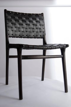 Andrianna Shamaris Double-Back Leather Chair with Teak Frame
