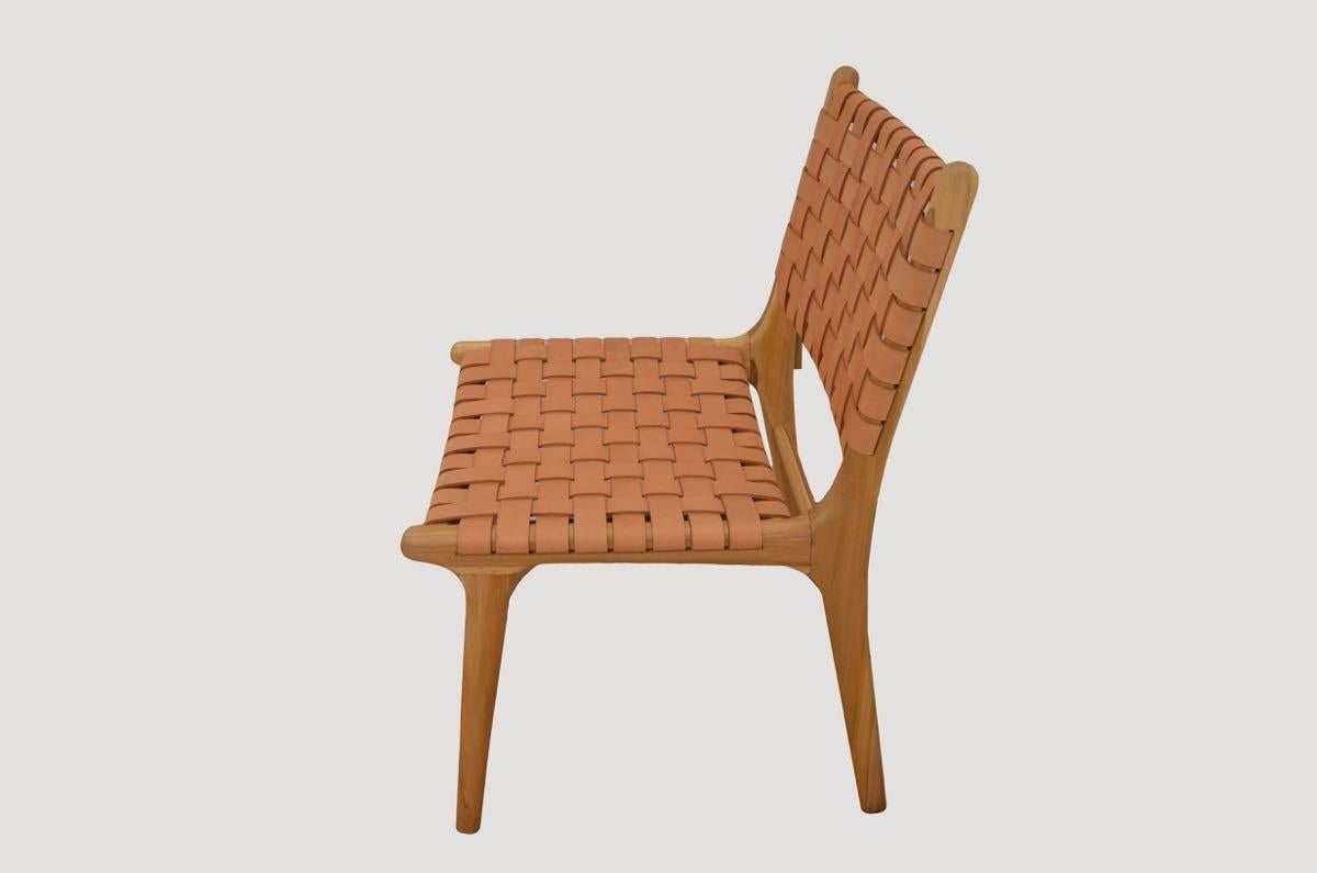Organic Modern Andrianna Shamaris Modern Chair Series: Single-Backed Leather Woven Chair